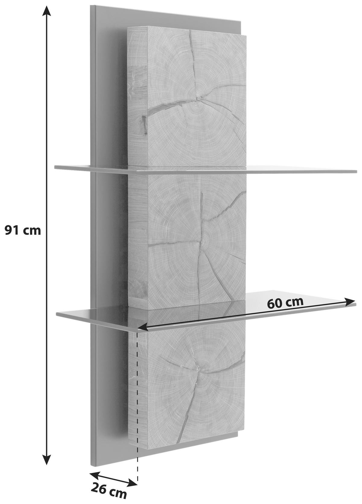Wandregal Assini Wildeiche B: 60 Cm - Wildeiche/Anthrazit, Design, Glas/Holz (60/91/26cm) - MID.YOU