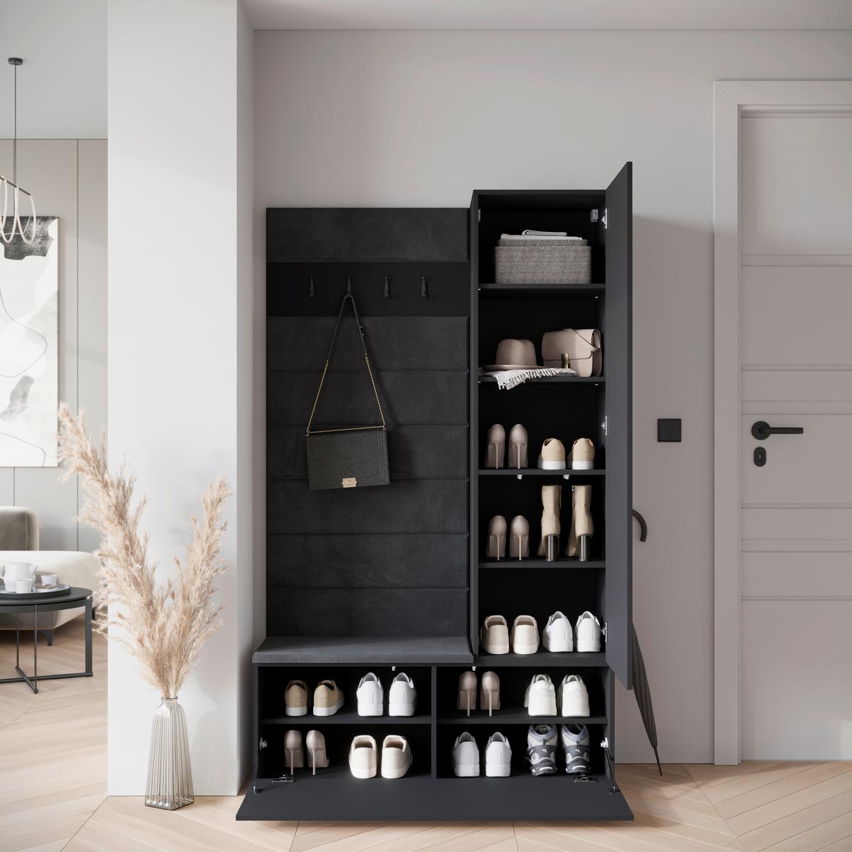 ŠATNA GARDEROBE TEJO II - černá, Design, kompozitní dřevo (115/192/37,5cm) - Livetastic