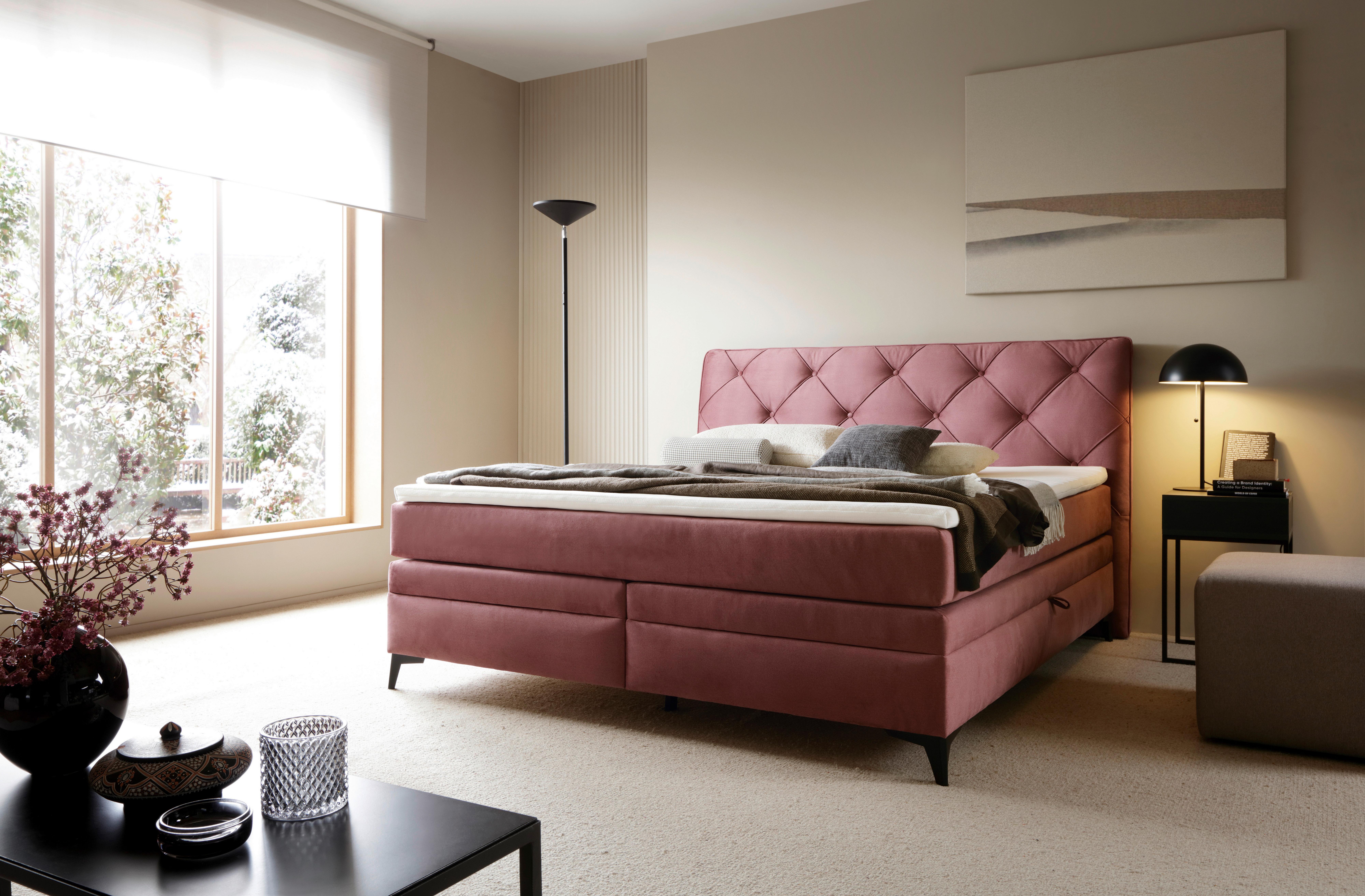 Box Ágy Molde 180/200 Cm - rózsaszín, Modern, műanyag/faalapú anyag (180/200cm) - Premium Living