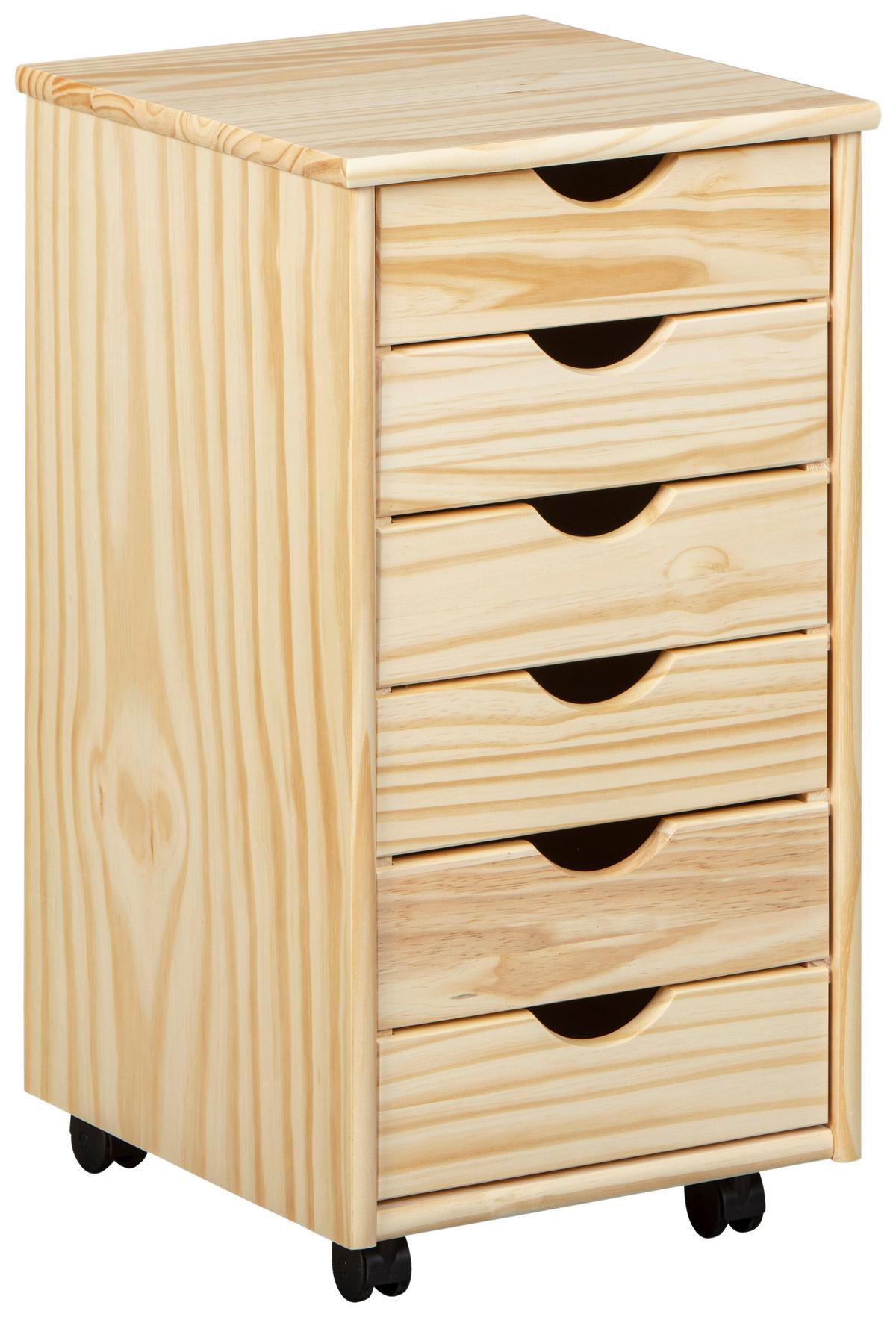 Rollcontainer Holz Massiv Kiefer Natur Nils 35x66x39 Cm - Kieferfarben, Basics, Holz/Kunststoff (35/66/39cm) - MID.YOU