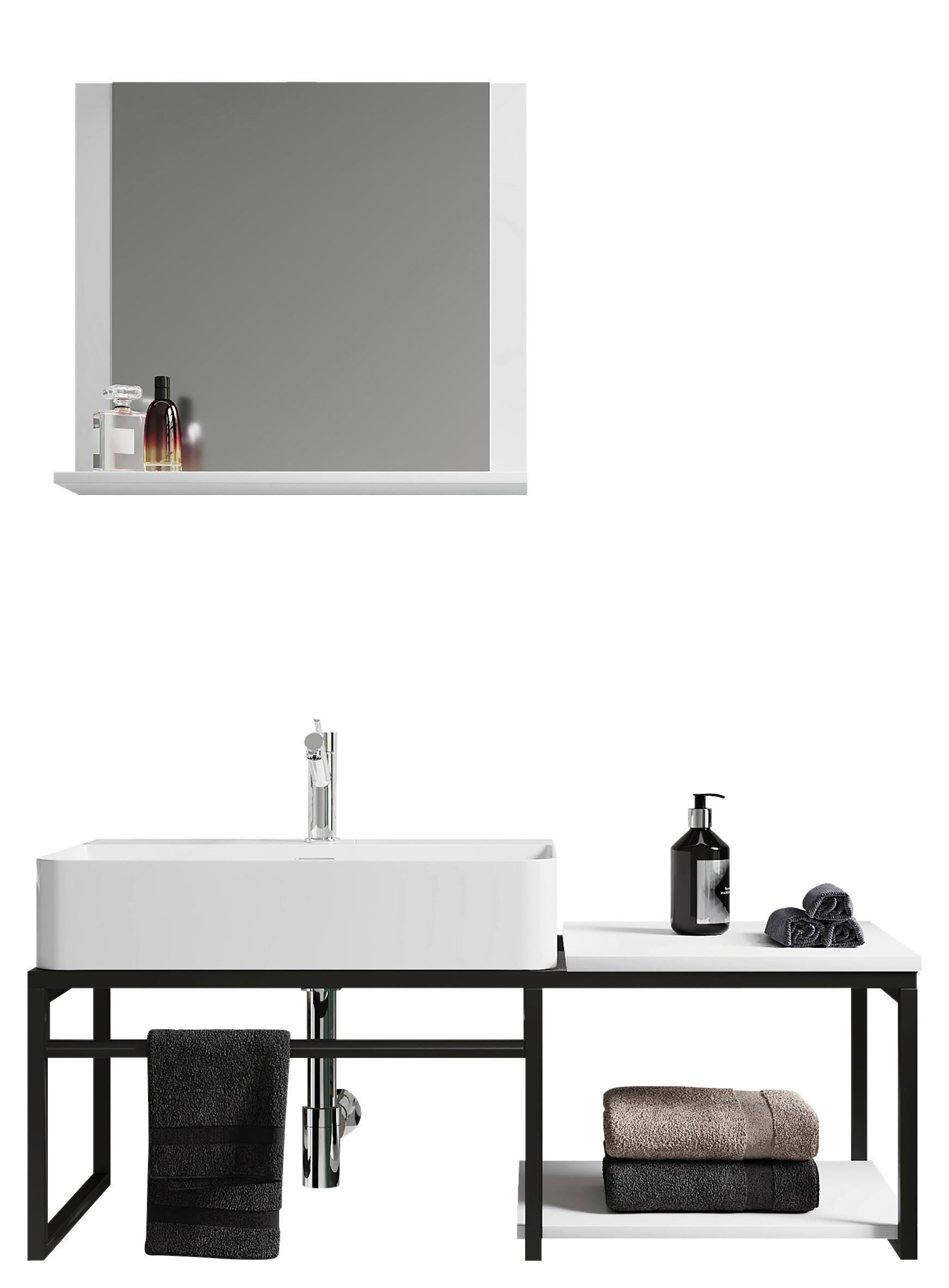 Badmöbel-Set 3-Tlg. Bitila B: 100 cm Schwarz/Weiß - Schwarz/Weiß, MODERN, Glas/Keramik (100cm) - MID.YOU