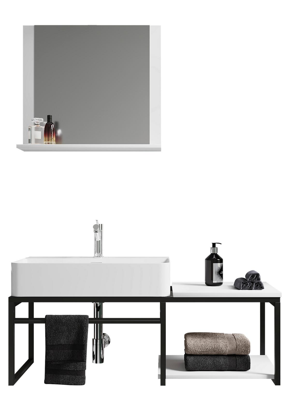 Badmöbel-Set 3-Tlg. Bitila B: 100 cm Schwarz/Weiß - Schwarz/Weiß, MODERN, Glas/Keramik (100cm) - MID.YOU