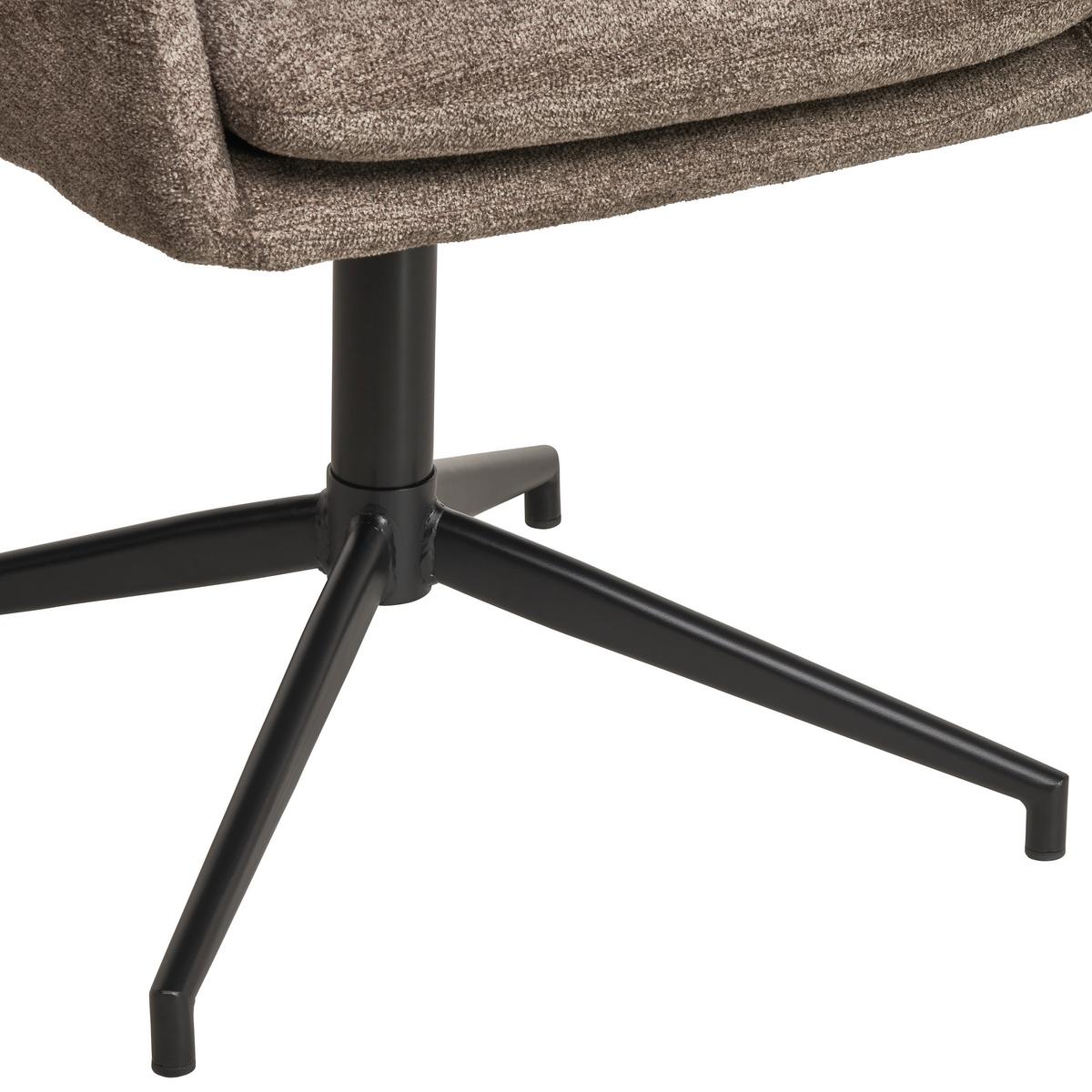 Armlehnstuhl Patrice Braun, Sitzfl. 360° Drehbar - Schwarz/Braun, Design, Holz/Textil (57/88/67cm) - MID.YOU