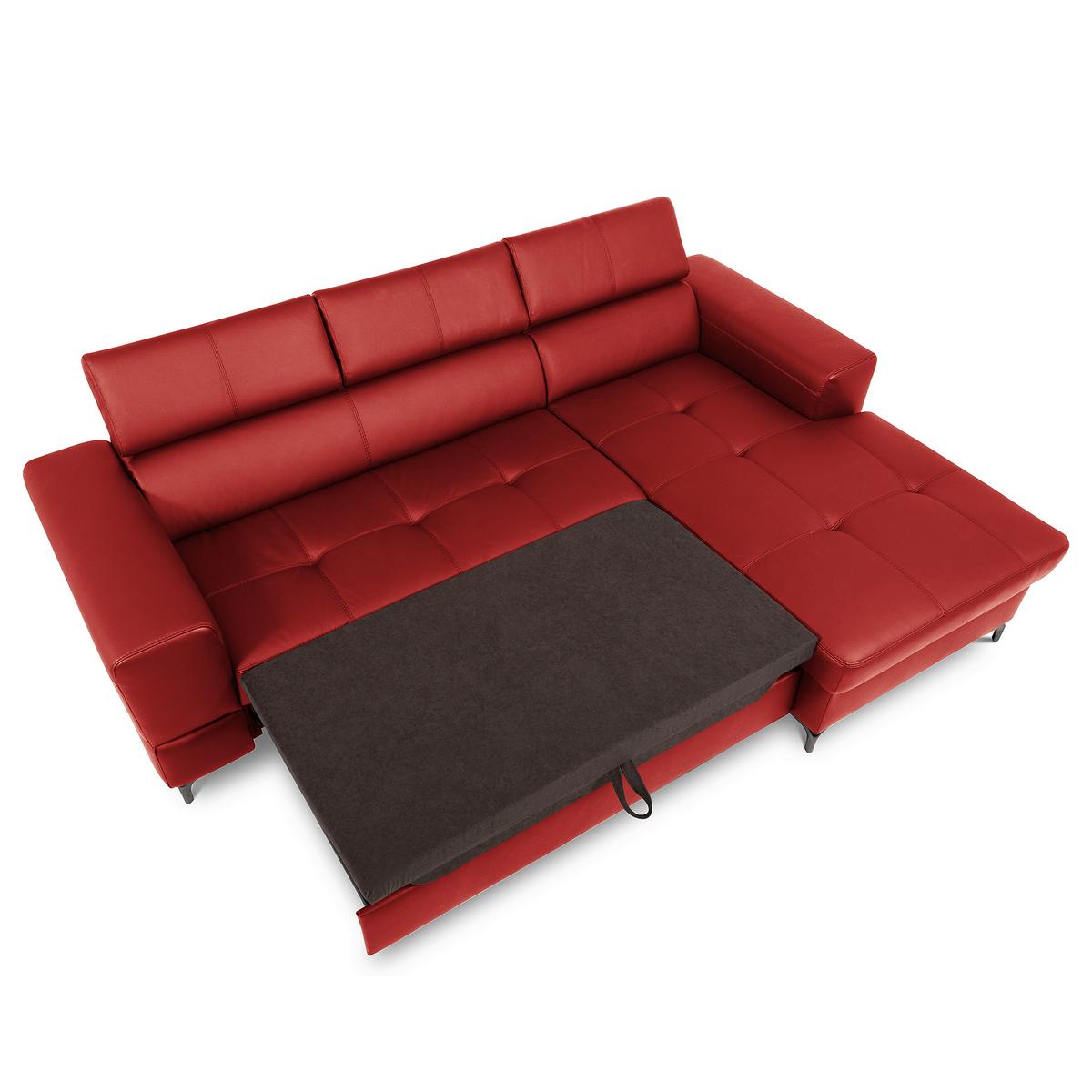 Ecksofa Torino Teilleder Rot 247x173 - Rot/Schwarz, Design, Leder/Textil (247/173cm) - Livetastic