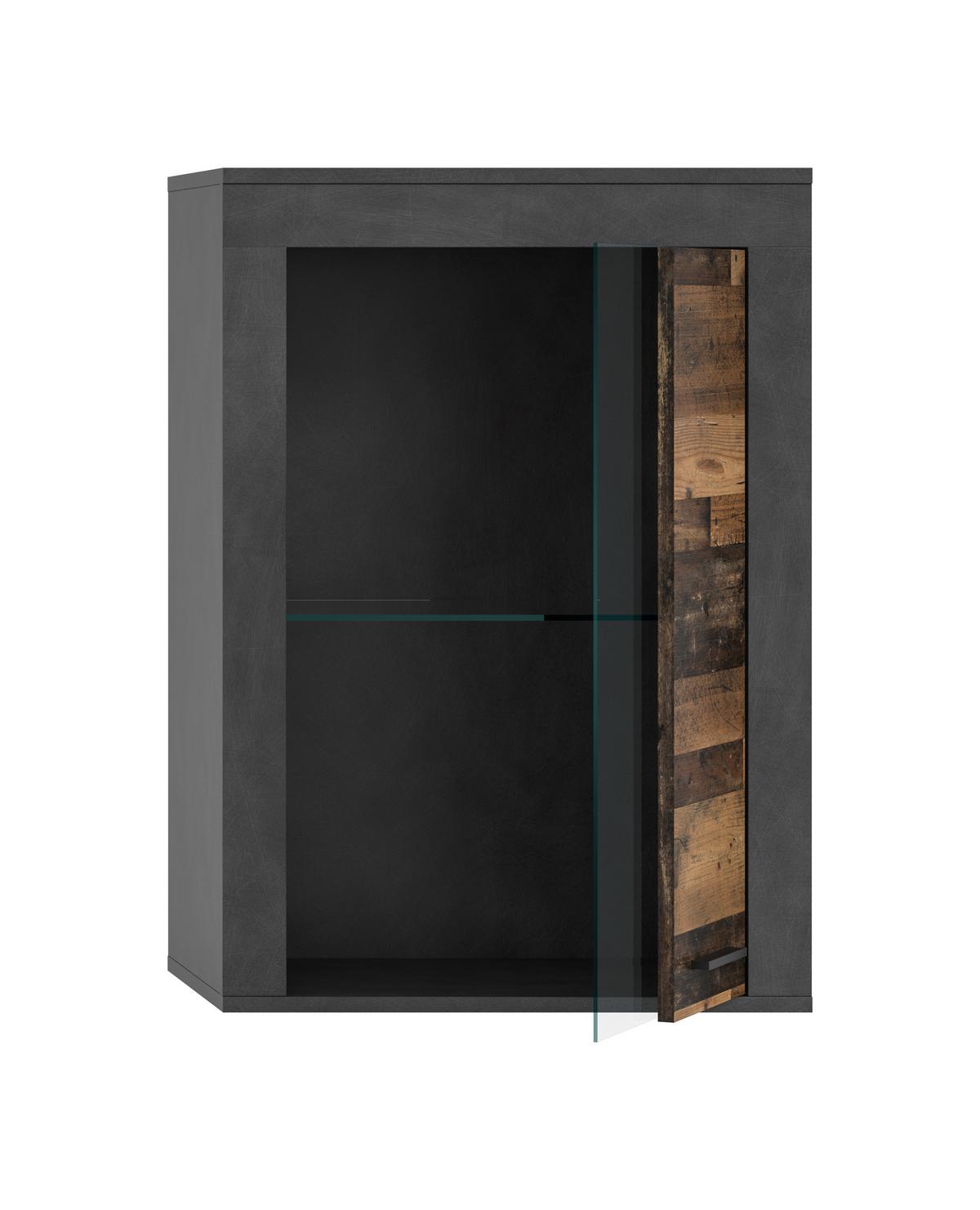 Vitrine Jam Anthrazit/naturfarben B: 86 Cm - Anthrazit/Schwarz, Design, Glas/Holzwerkstoff (86/60/35cm) - MID.YOU