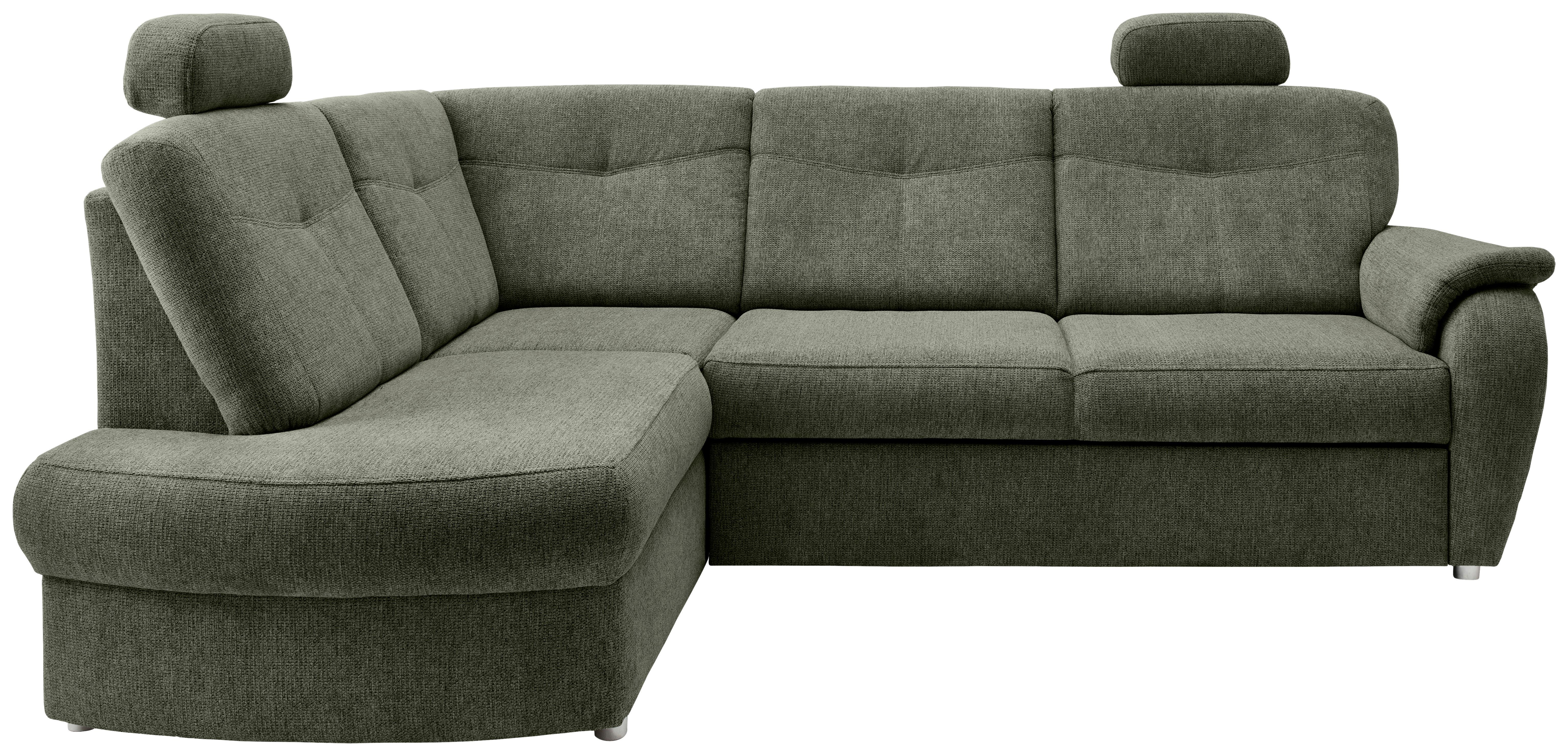 Eckschlafsofa Rosali Dunkelgrün S: 180x264 Cm - Chromfarben/Dunkelgrün, MODERN, Textil (180/264cm) - Livetastic
