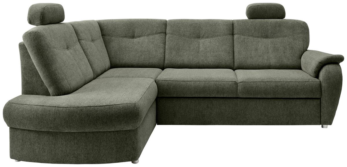 Eckschlafsofa Rosali Dunkelgrün S: 180x264 Cm - Chromfarben/Dunkelgrün, MODERN, Textil (180/264cm) - Livetastic