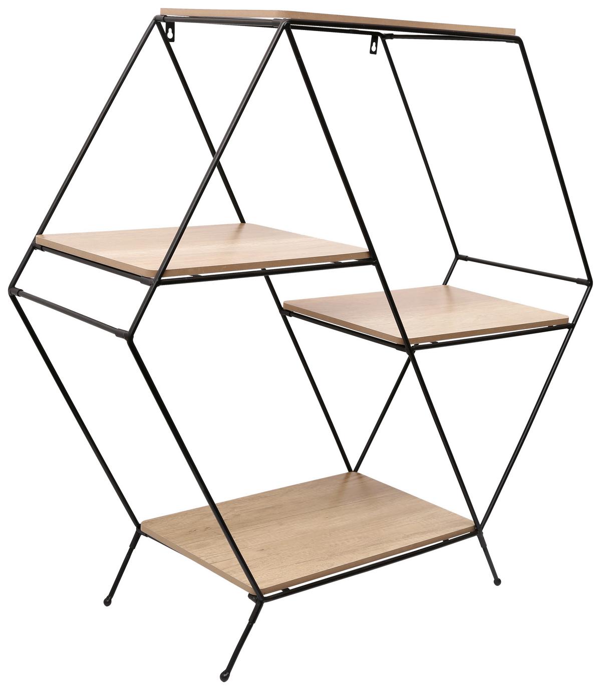 Regal Mailand B: 75 Cm Naturfarben/schwarz - Schwarz/Naturfarben, MODERN, Holzwerkstoff/Metall (75/85/30cm)