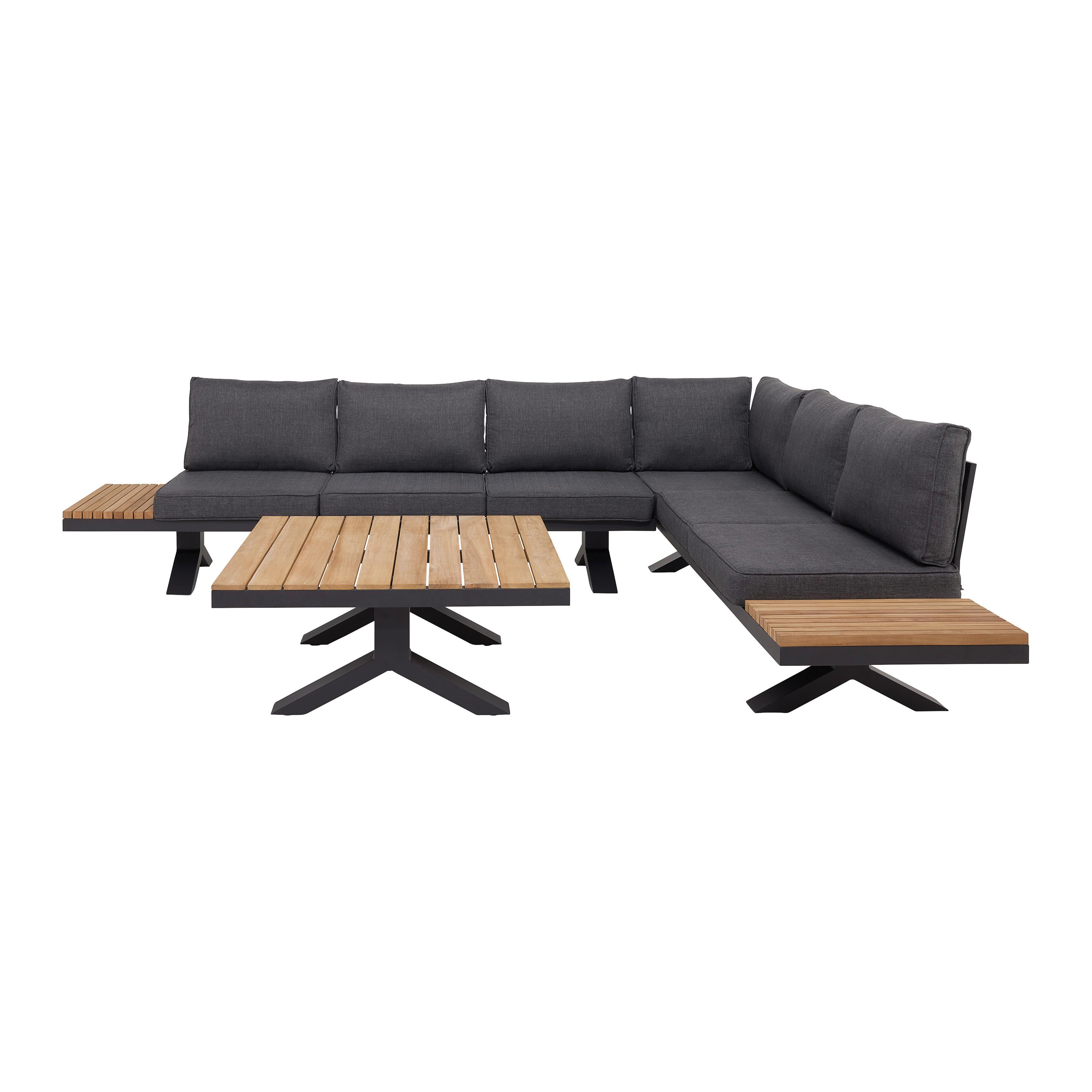 Zahradní Sedací Souprava Andreja - tmavě šedá, Moderní, kov/dřevo - Bessagi Garden