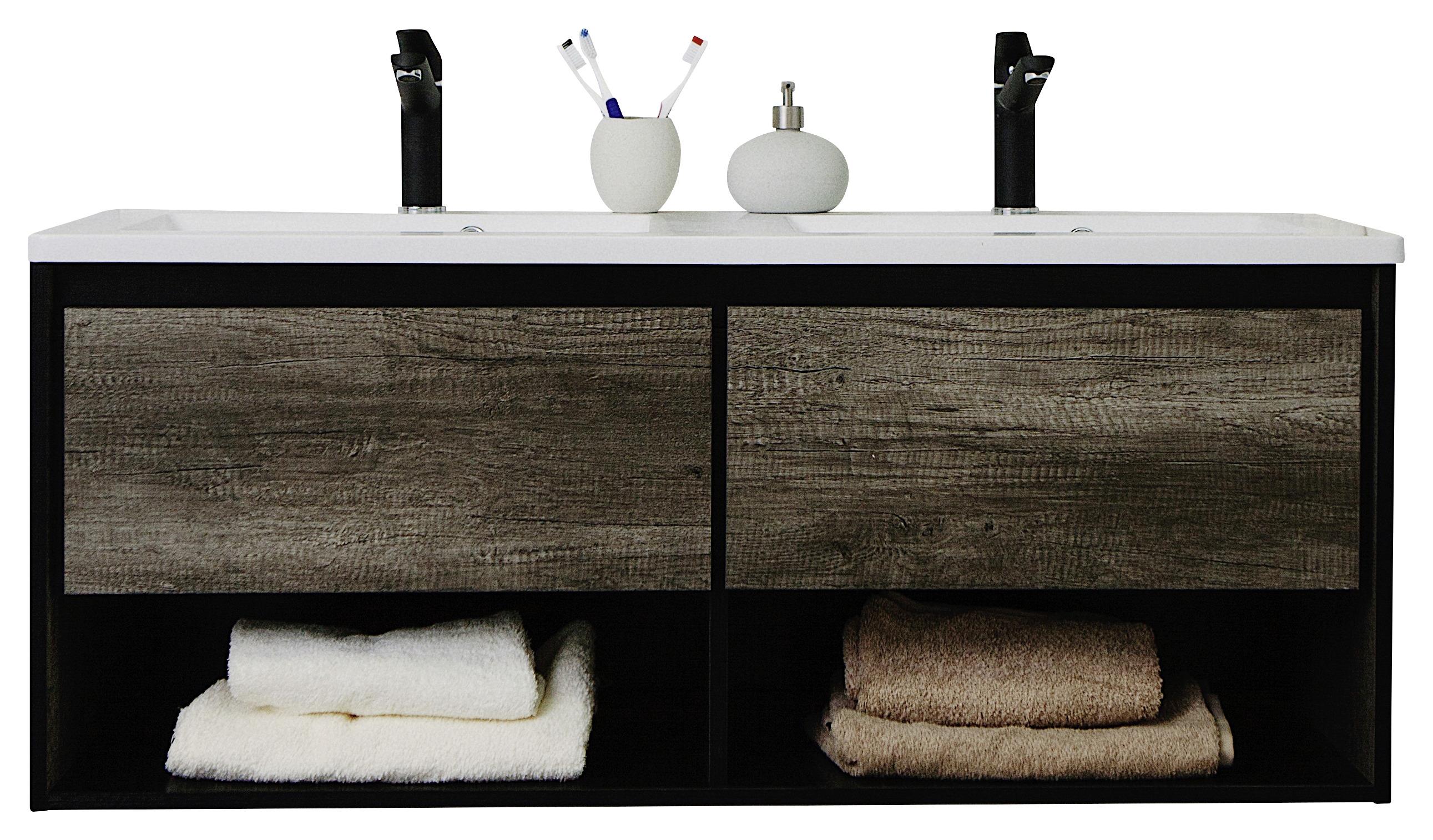 SKRINKA S UMÝVADLOM SOHO B: 120CM DUNKELGRAU/WEISS - biela/tmavosivá, Basics, kompozitné drevo/kameň (120/50/46cm) - Sanotechnik