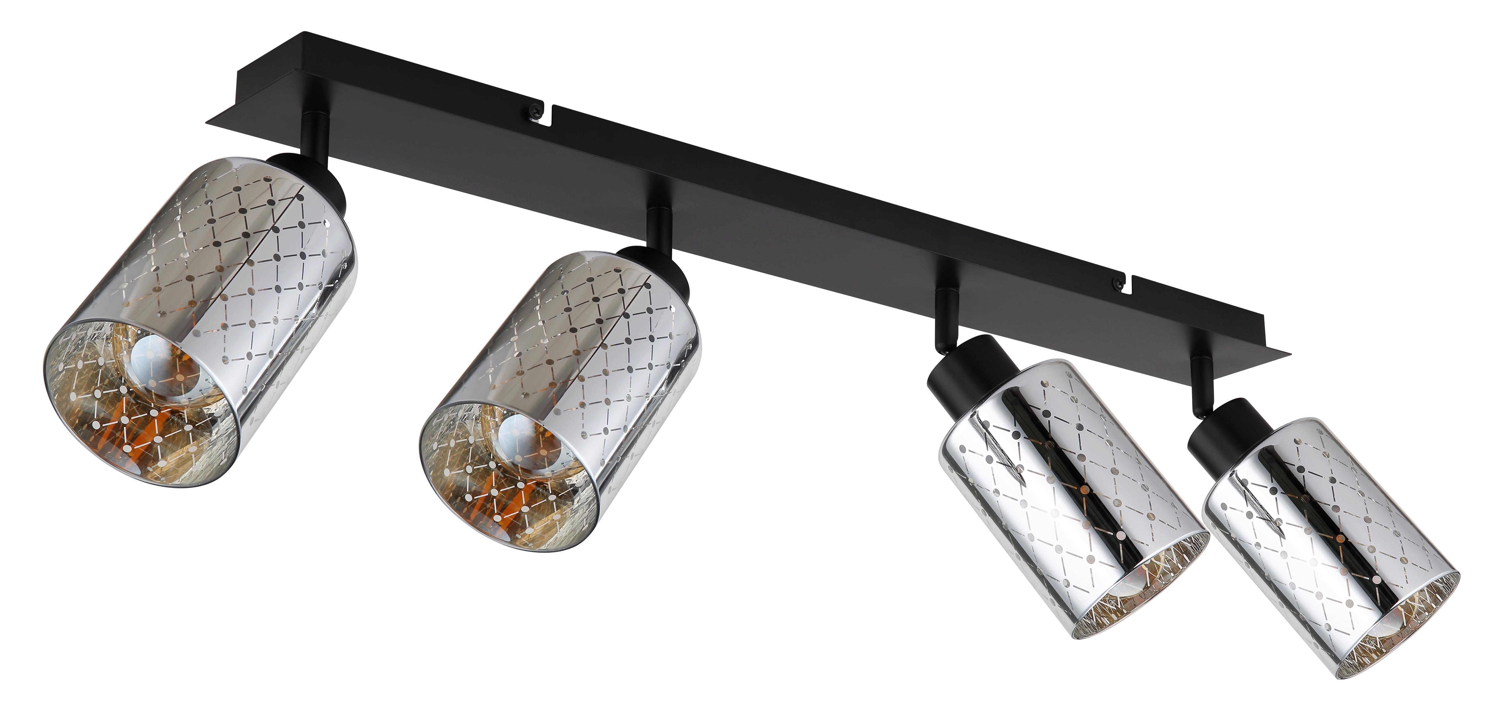 STRAHLER Exkl.4xE27 40W - Klar/Chromfarben, Basics, Glas/Metall (86/9/22cm) - Globo
