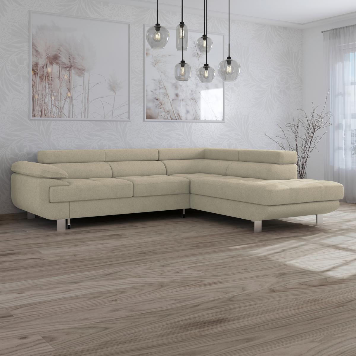 Ecksofa Savona - Sandfarben, MODERN, Textil (270/230cm) - Ondega