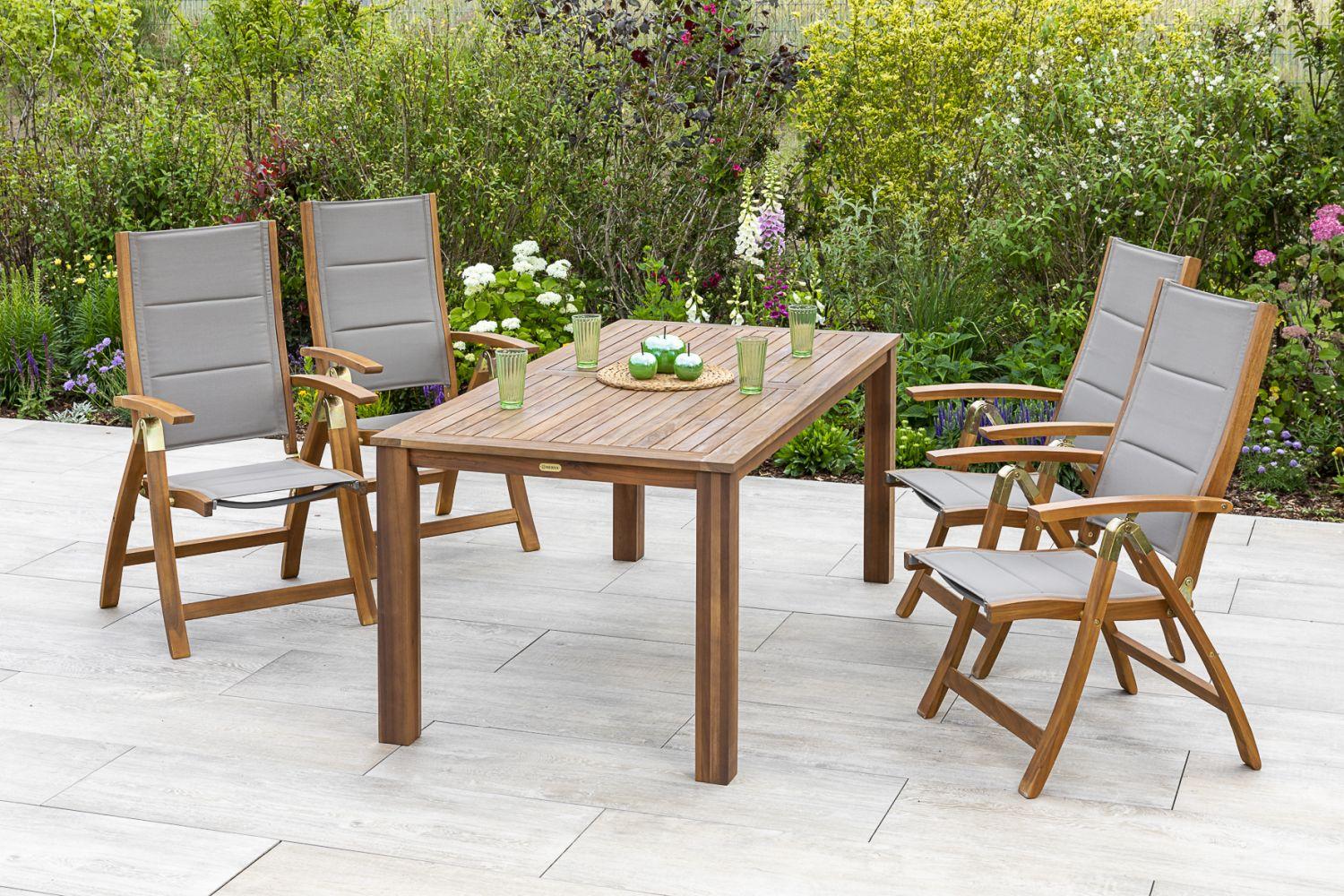 Gartenmöbel Set 5-tlg. Acapulco Akazie/textil