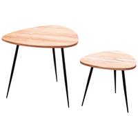 Sada zasúvacích stolíkov Akácia - čierna/farba akácie, Modern, kov/drevo (60/60/51cm) - MID.YOU