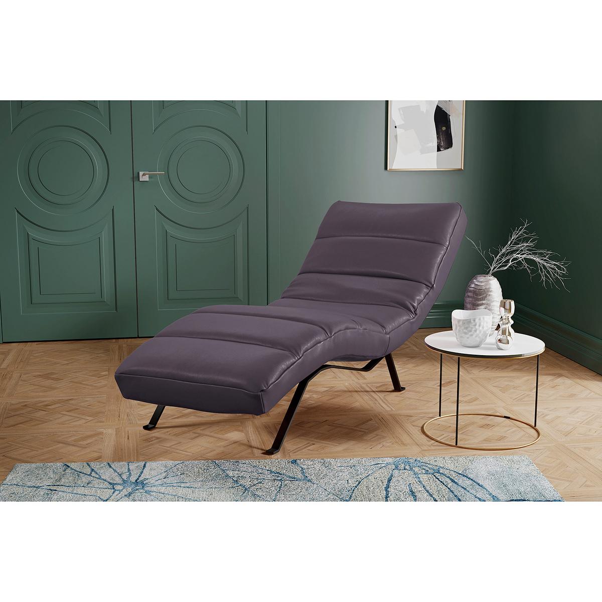 Relaxliege Swing Black Aubergine B: 65 Cm - Aubergine/Schwarz, Design, Leder (65/65-95/171cm) - Livetastic