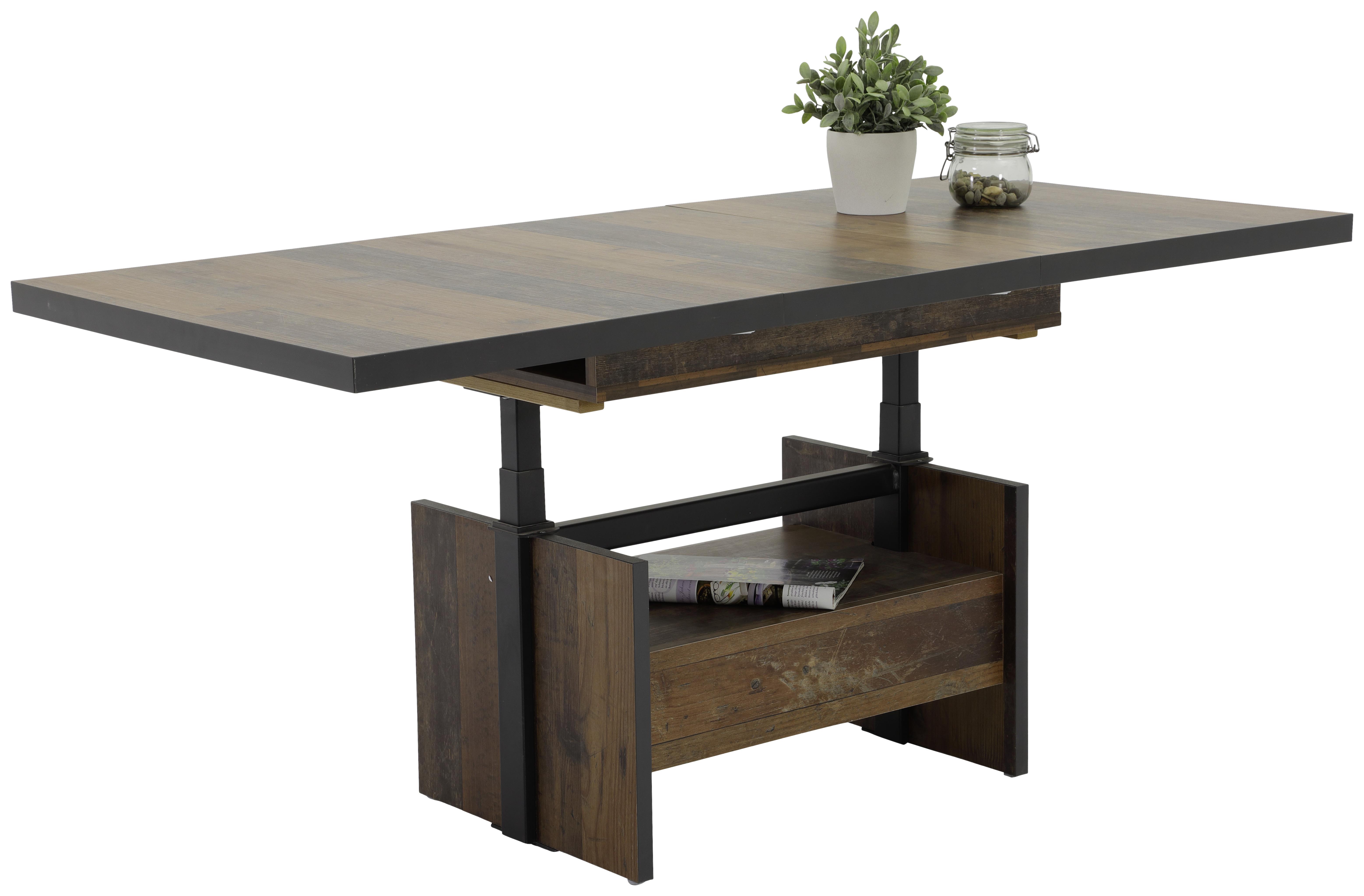 Chouchtisch Noah Braun L: 150 Cm Höhenverstellbar, Ausziehb. - Anthrazit/Dunkelbraun, MODERN, Holzwerkstoff (150/70/76cm) - MID.YOU