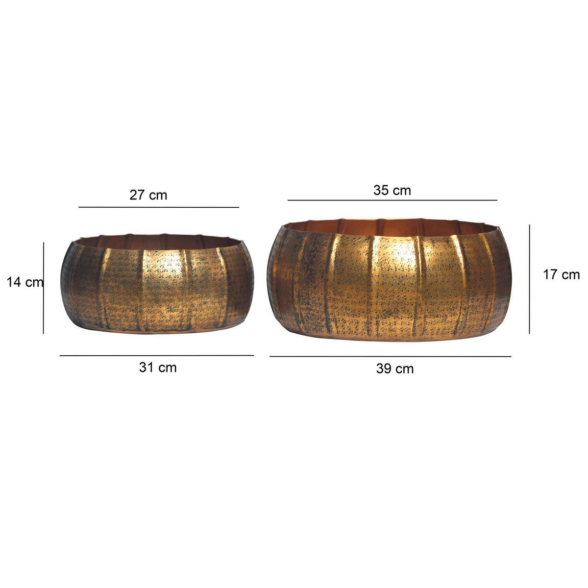 Dekovase 2er Set Goldfarben B: 39 cm - Goldfarben, Design, Metall (39/17/39cm) - Livetastic