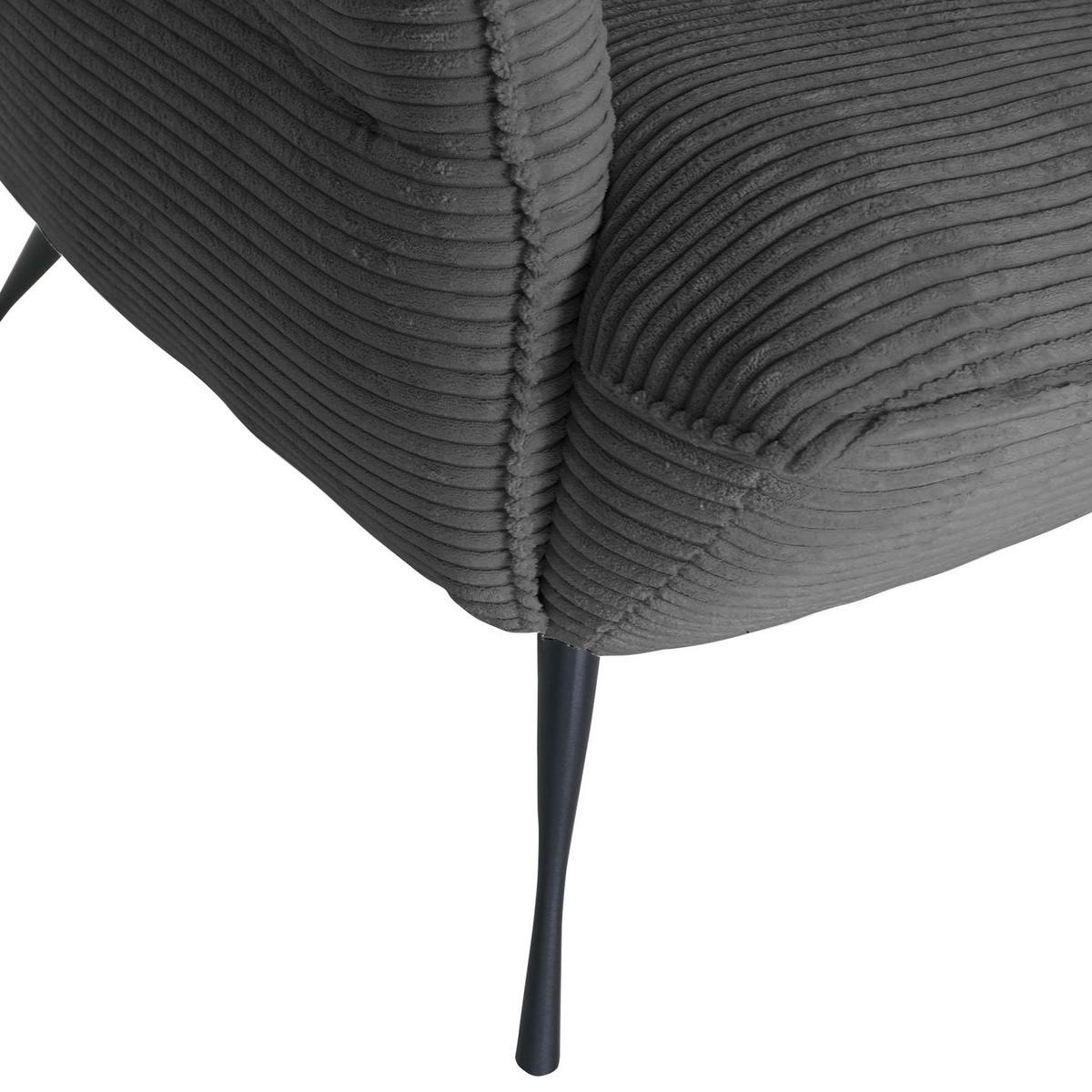 Ohrensessel Lorris - Dunkelgrau/Schwarz, KONVENTIONELL, Textil (83/110/92cm) - MID.YOU