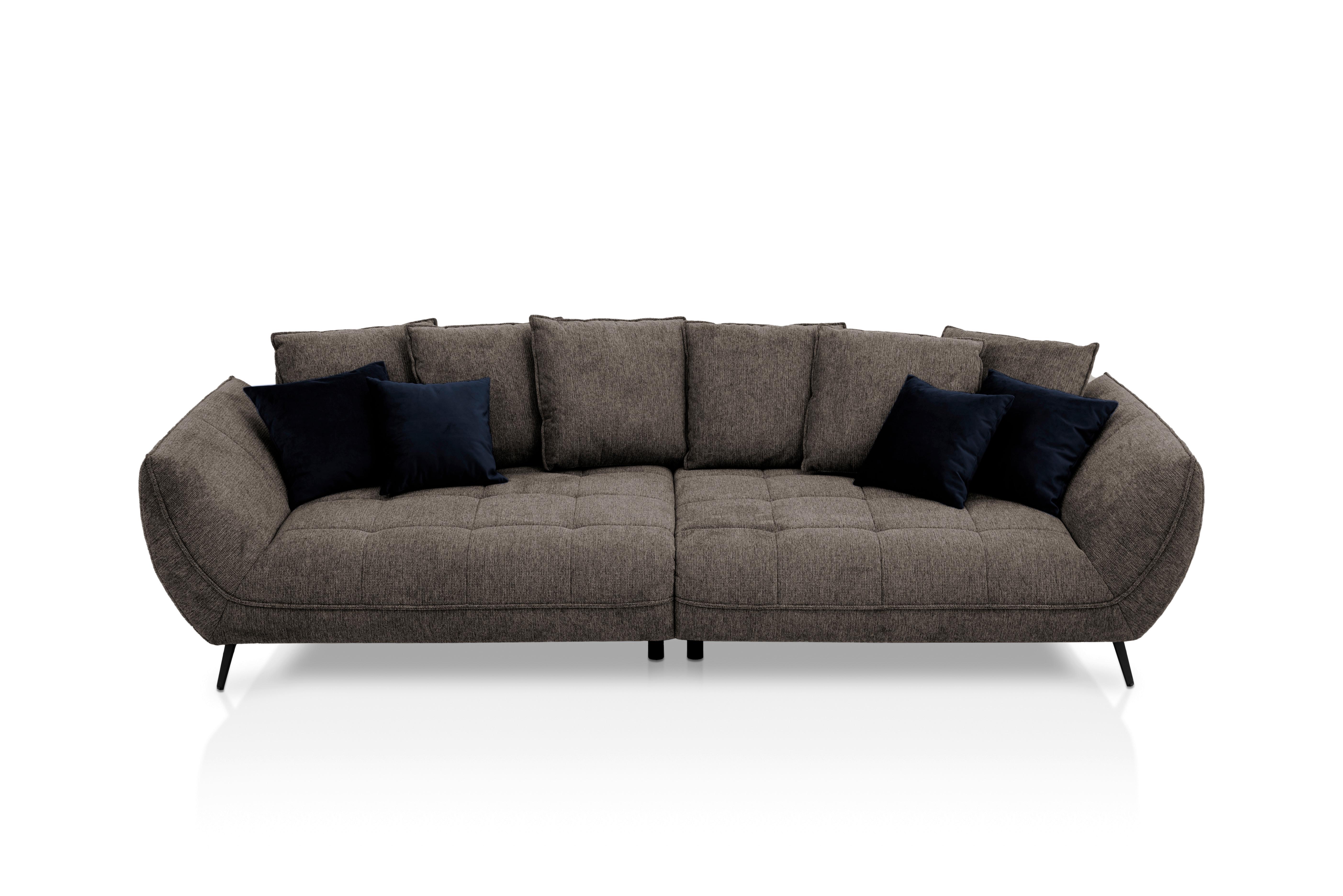 Bigsofa Triton Braun B: 311 cm - Schwarz/Dunkelblau, Design, Textil (311/95/130cm) - Livetastic