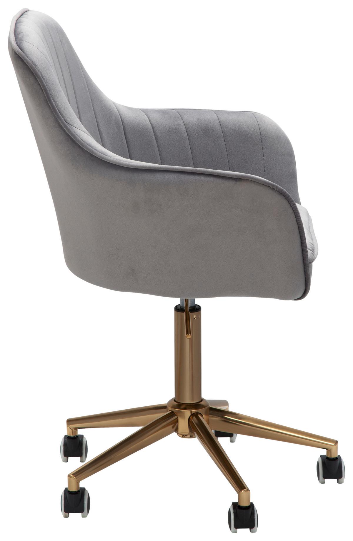 Drehstuhl mit Rollen und Armstützen Grau/Goldfarben - Goldfarben/Grau, KONVENTIONELL, Kunststoff/Textil (54/105/52cm) - MID.YOU