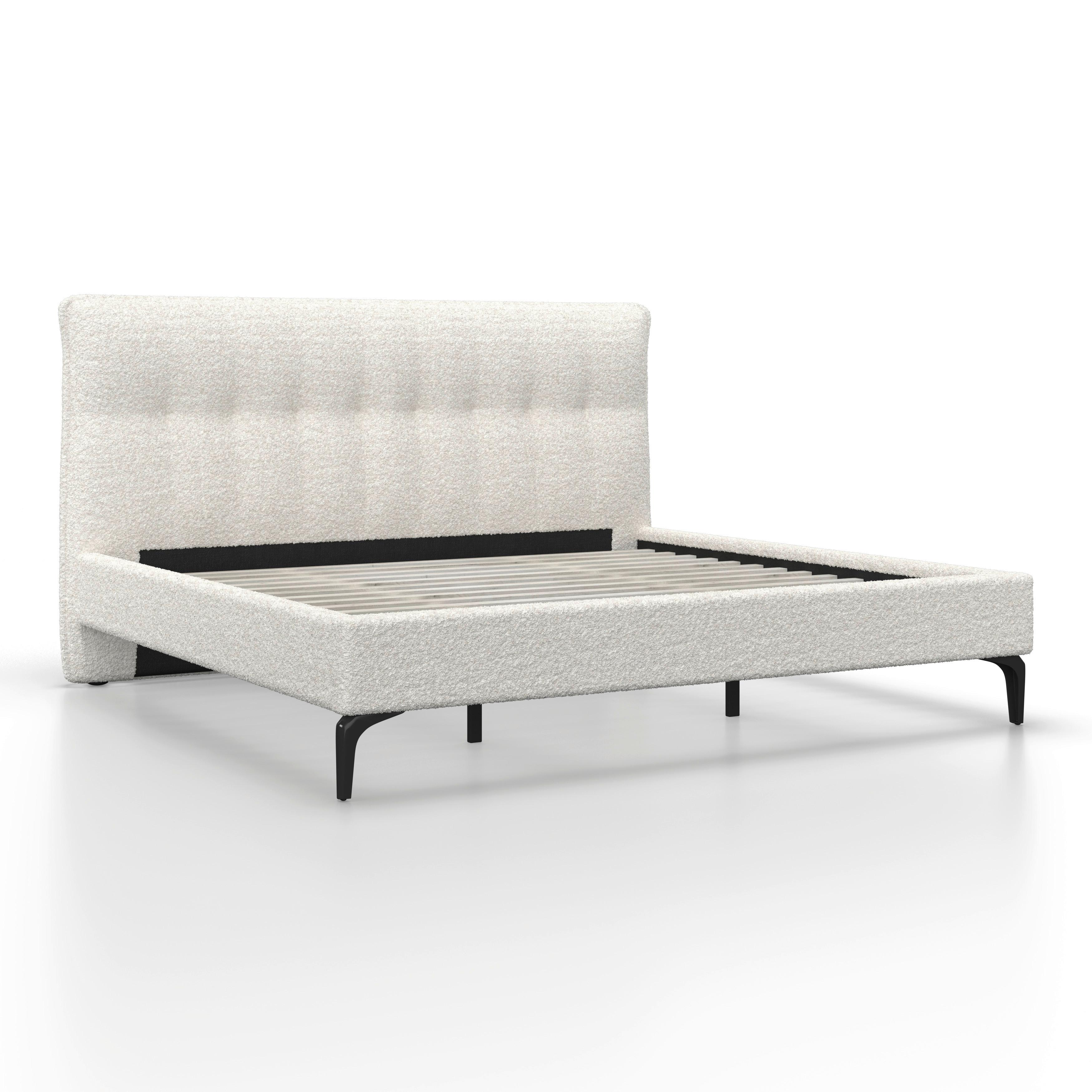 Čalúnená posteľ CLEA 180x200, krémová - svetlohnedá/čierna, Modern, kov/drevo (180/200cm) - Bessagi Home