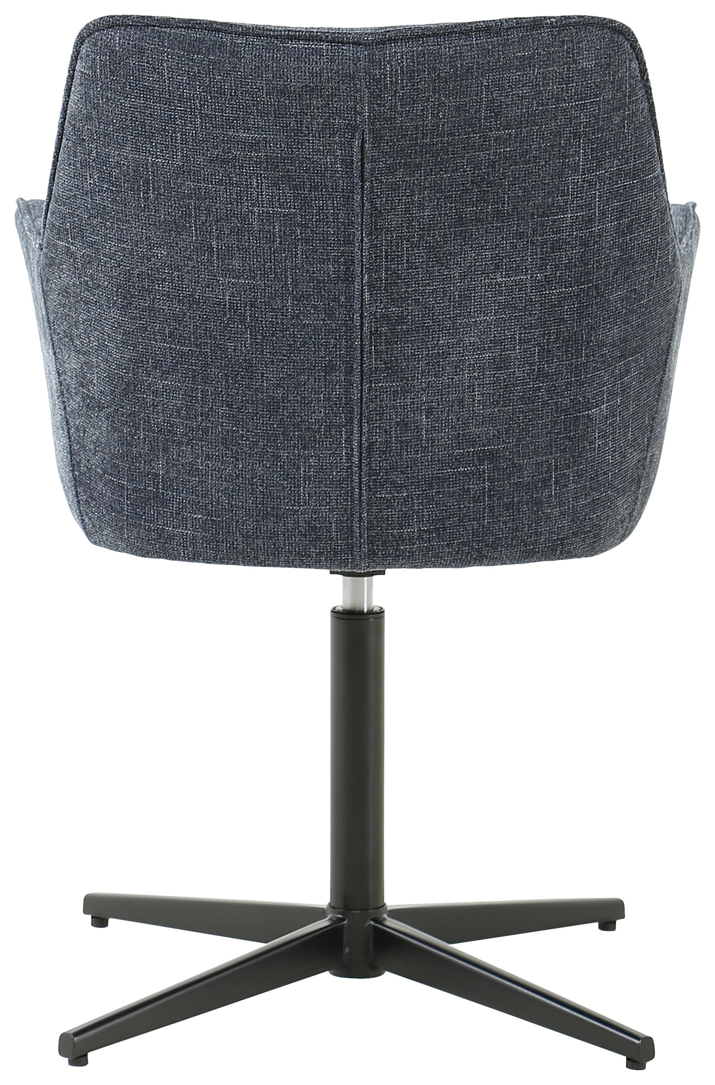 Armlehnstuhl Pat Blau/sitzfl. 360° Drehbar - Schwarz/Dunkelblau, KONVENTIONELL, Holz/Textil (60/86.5/61cm) - MID.YOU