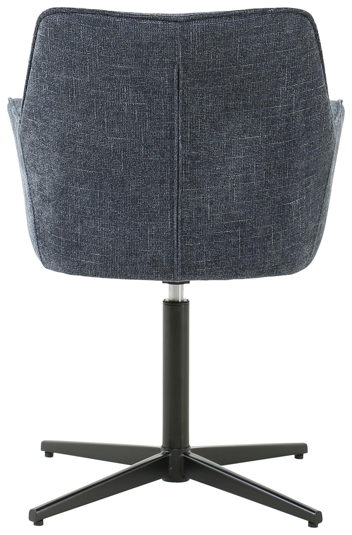 Armlehnstuhl Pat Blau/sitzfl. 360° Drehbar - Schwarz/Dunkelblau, KONVENTIONELL, Holz/Textil (60/86.5/61cm) - MID.YOU