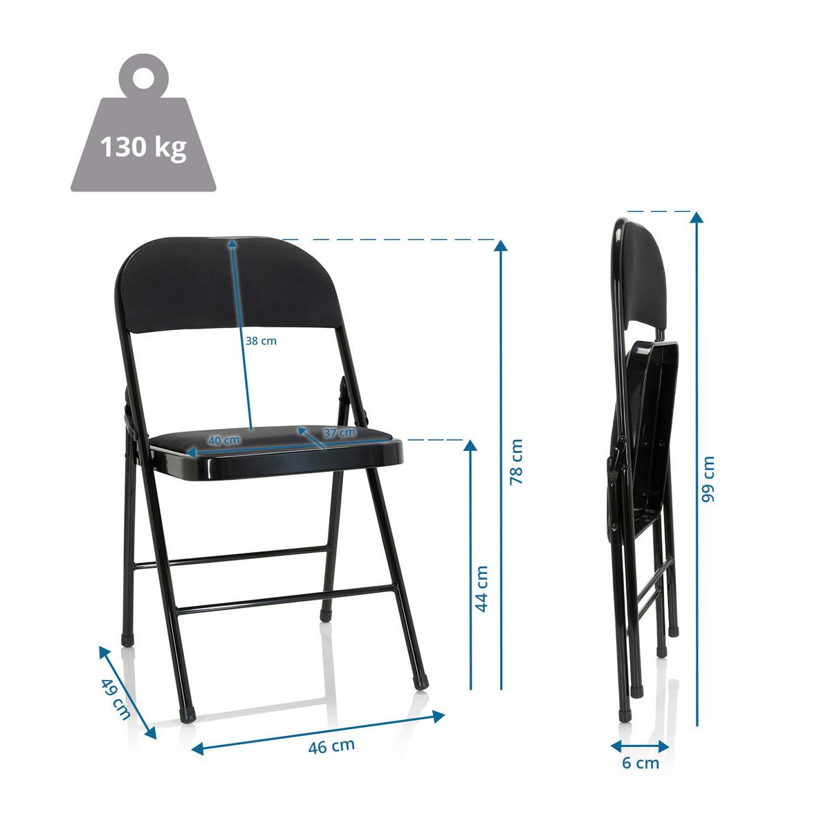 Klappstuhl Tudela Ii Schwarz - Schwarz, Basics, Textil/Metall (44/80/49cm) - MID.YOU