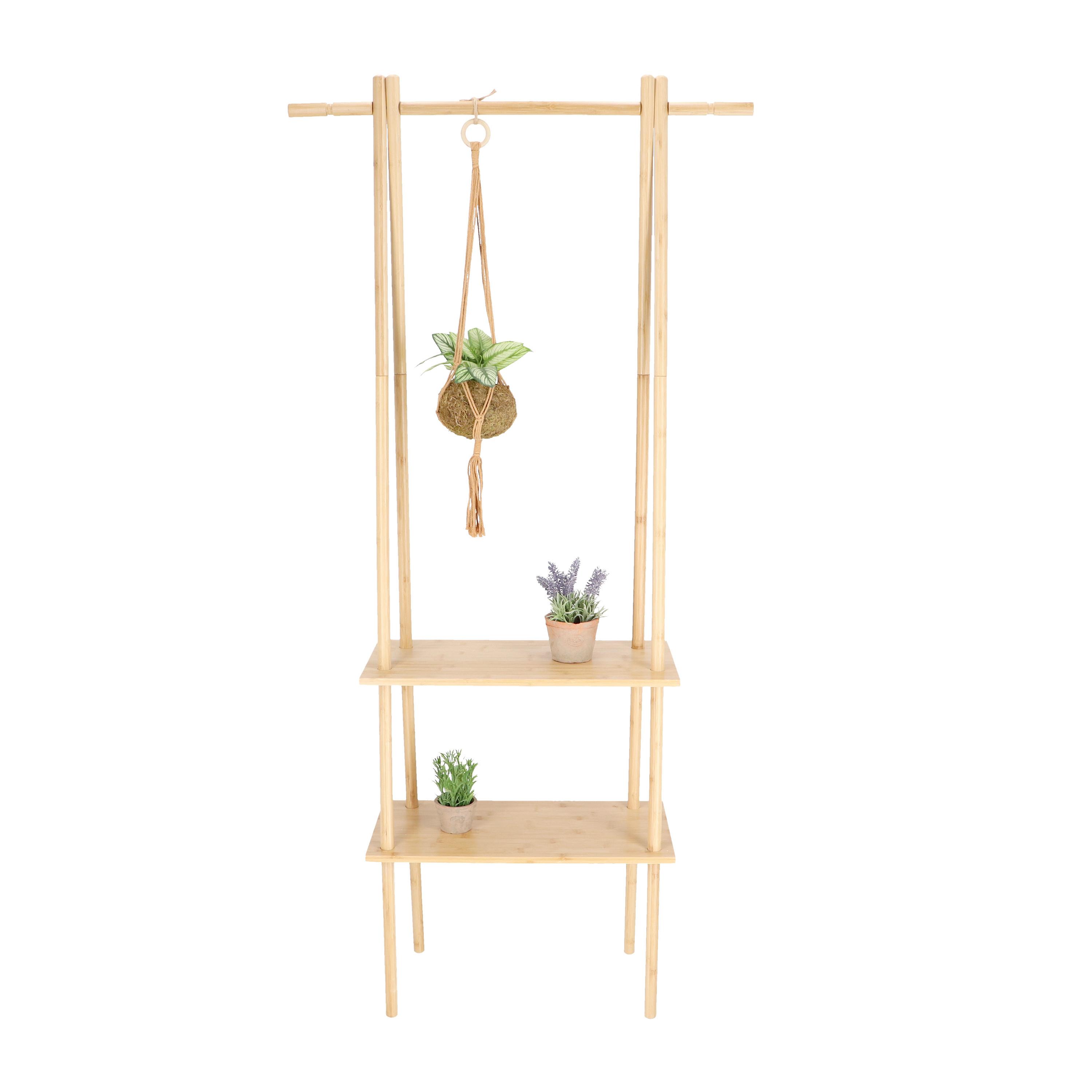 Wandregal Mit Übertopf Py205 - Bambus Pflanzenregal - Hellbraun, LIFESTYLE, Holz (82/28,5/173,5cm)