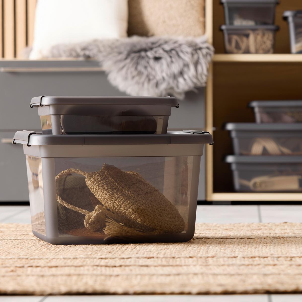 ÚLOŽNÝ BOX BLACKY - CA. 4,5L - priehľadné/čierna, Modern, plast (19/28/14cm) - Mömax