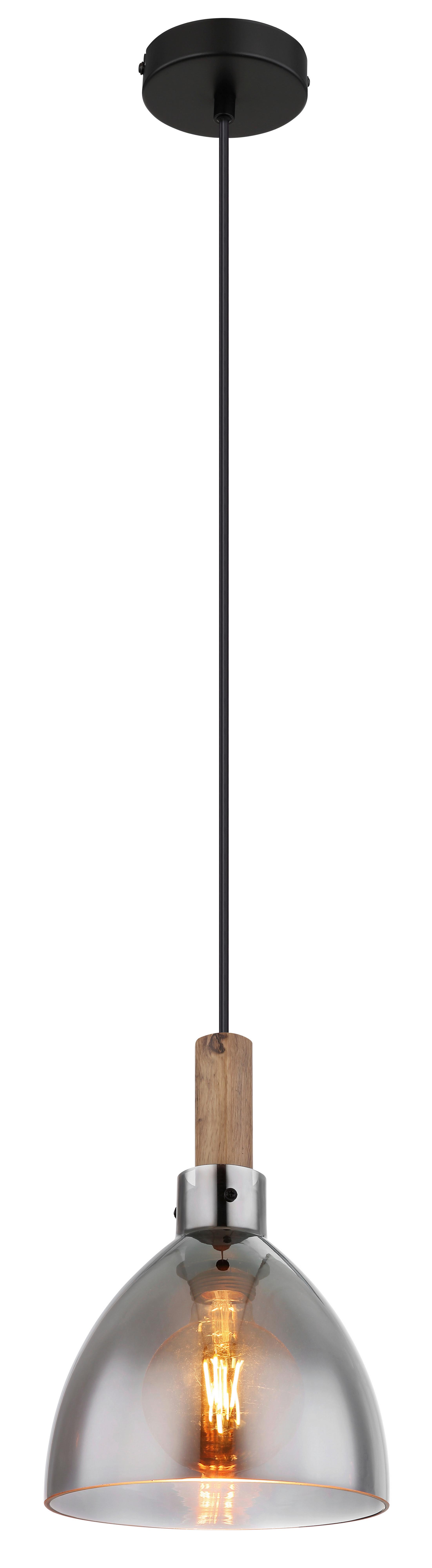 Hängeleuchte 15550h - Schwarz, Design, Glas/Holzwerkstoff (20/120cm) - Globo