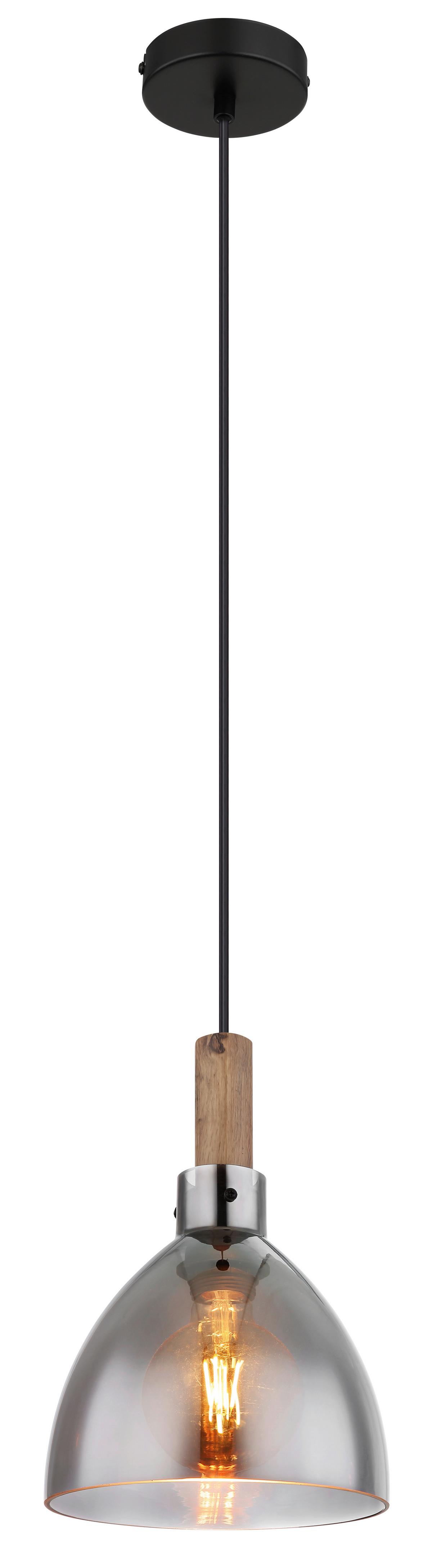 Hängeleuchte 15550h - Schwarz, Design, Glas/Holzwerkstoff (20/120cm) - Globo