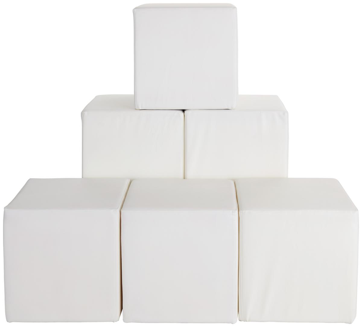 Hocker Betty Lederlook Weiß H: 45 cm Würfelförmig - Weiß, Basics, Textil (45/45/45cm) - Ondega