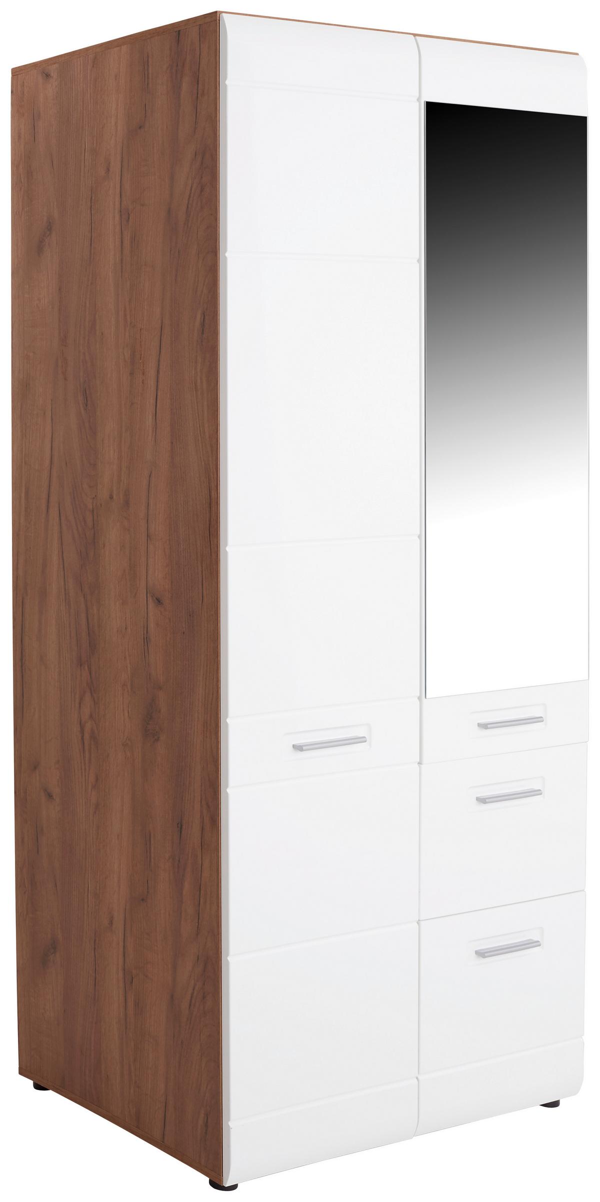 Nyílóajtós Szekrény Avensis New 90/205 Cm - tölgyfa színű/fehér, Konventionell, faalapú anyag (90/205,7/60cm) - Luca Bessoni