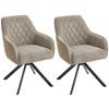 Armlehnstuhl Jule Grau/Braun Sitzfläche drehbar 2er Set - Schwarz/Braun, MODERN, Holz/Textil (60/87/65cm) - Livetastic