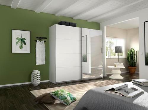 Schwebetürenschrank M. Spiegel 226cm Belluno, Weiß Dekor - Weiß, MODERN, Holzwerkstoff (226/230/62cm) - Rauch Möbel