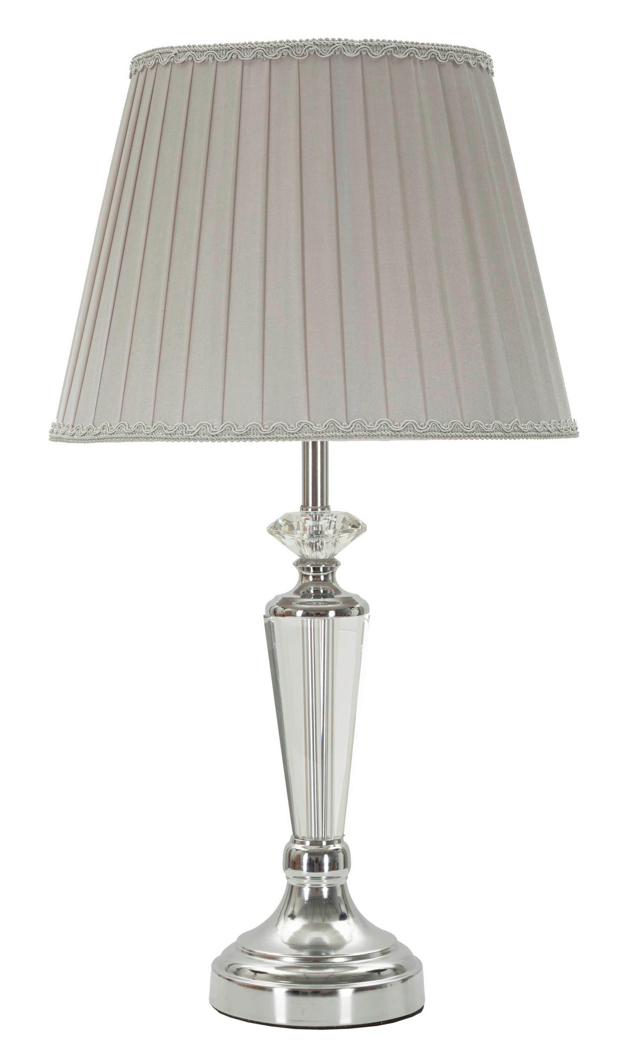 Tischleuchte Silvery Silberfarben B: 30 cm - Silberfarben, Basics, Glas/Textil (30/56/30cm)
