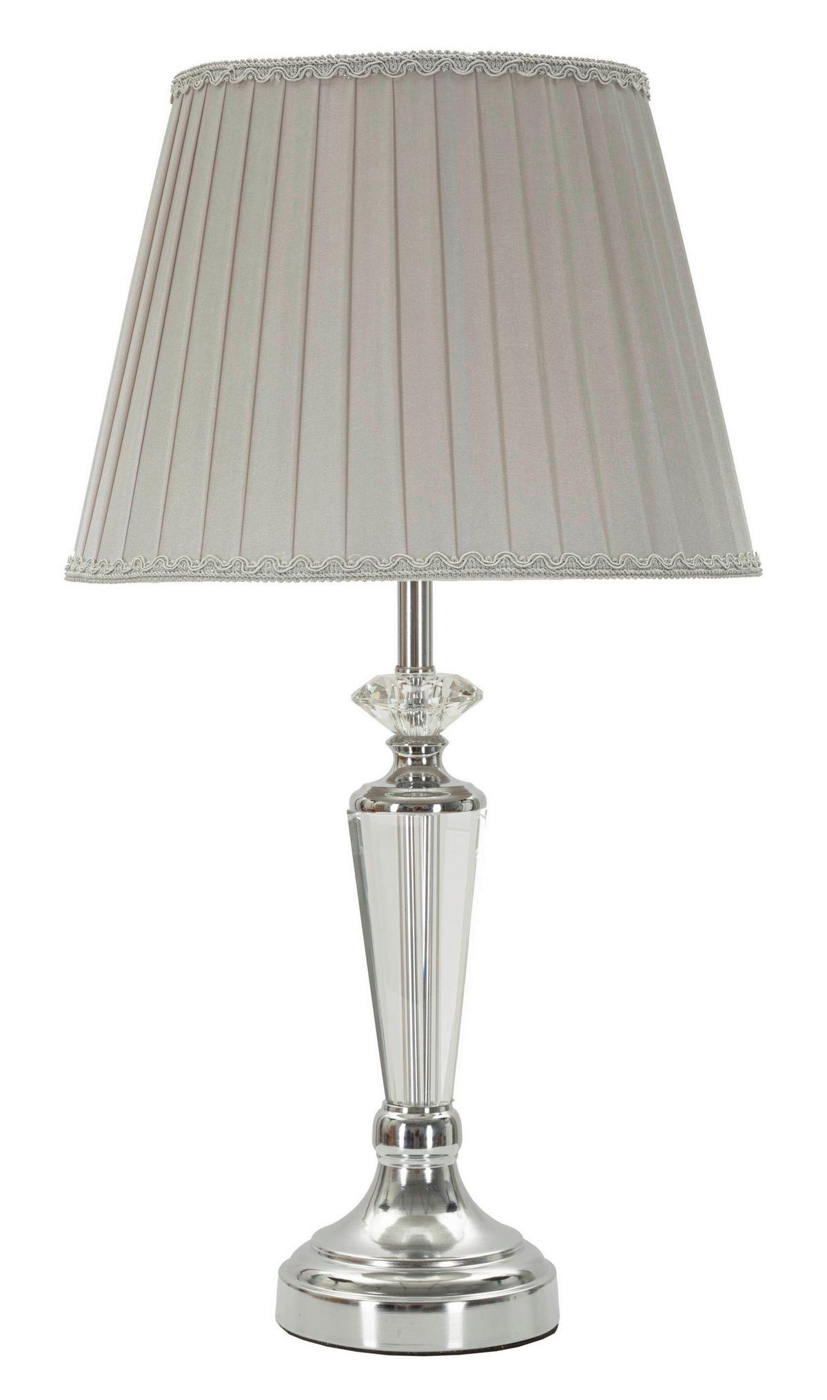 Tischleuchte Silvery Silberfarben B: 30 cm - Silberfarben, Basics, Glas/Textil (30/56/30cm)