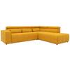 Ecksofa + Kopfteilverstellung Brandon Orange Mikrofaser - Schwarz/Orange, Design, Textil (275/228cm) - MID.YOU