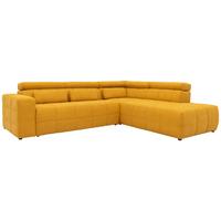 Ecksofa + Kopfteilverstellung Brandon Orange Mikrofaser - Schwarz/Orange, Design, Textil (275/228cm) - MID.YOU