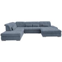 Wohnlandschaft Dalida Mit Schlaffunktion Hellblau - Chromfarben/Hellblau, Design, Textil (254/376/195cm) - Livetastic