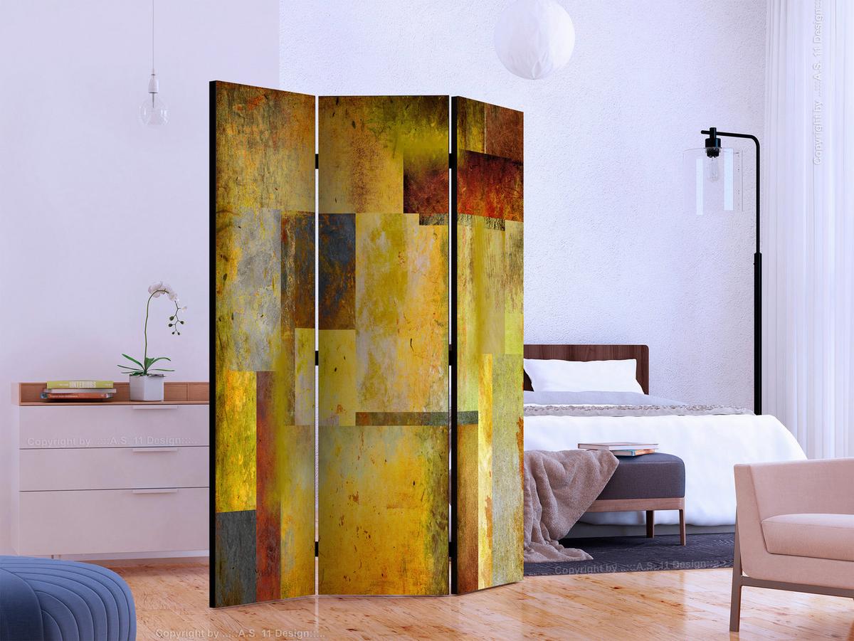 Paravent Multicolor Dunkelgelb B: 135cm - Multicolor/Dunkelgelb, Basics, Holz/Textil (135/172/3cm) - artgeist