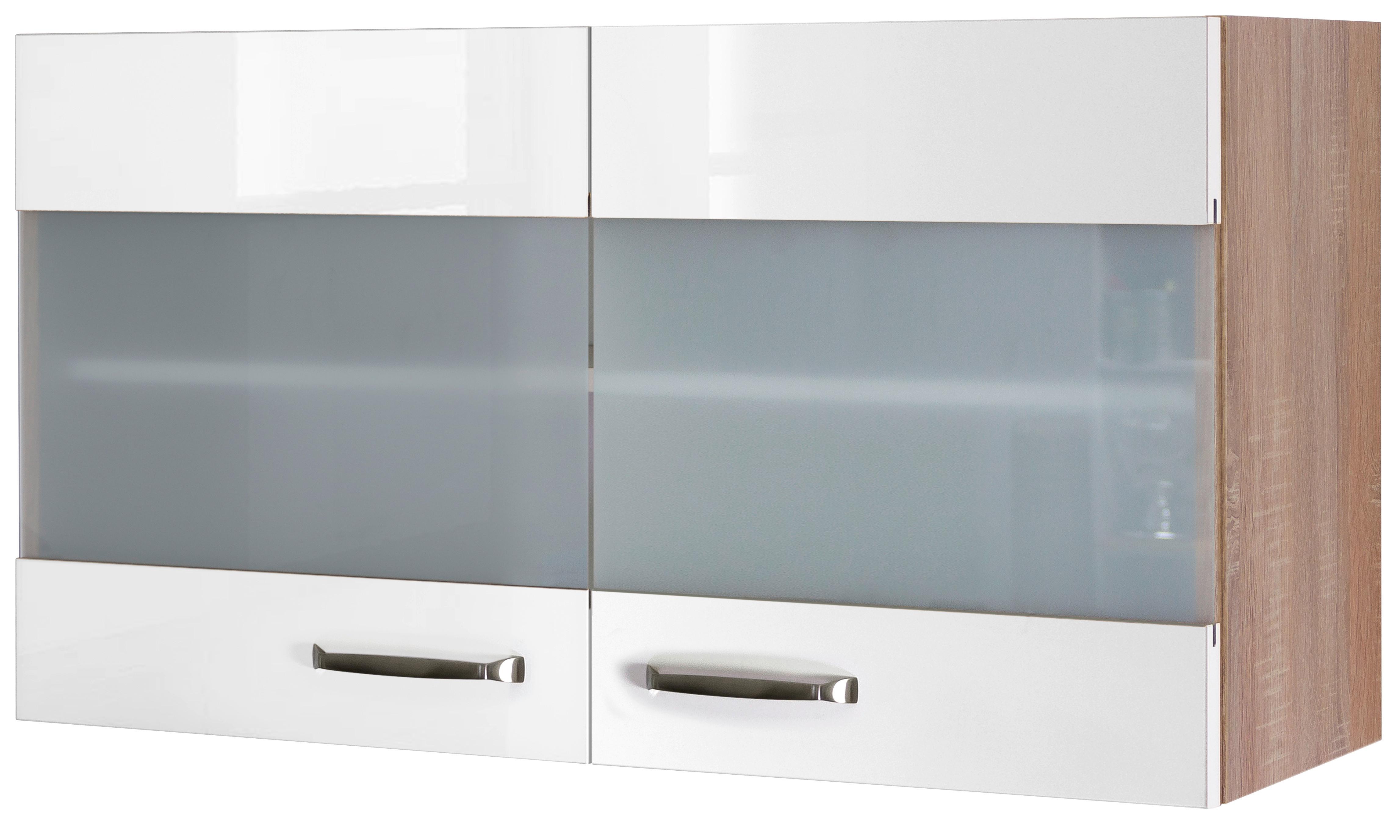 Kuchyňská skříňka VENEZIA - VALERO bílá 100cm - Sonoma dub/vysoce lesklá bílá, Moderní, kov/kompozitní dřevo (100/54,8/32cm) - FlexWell