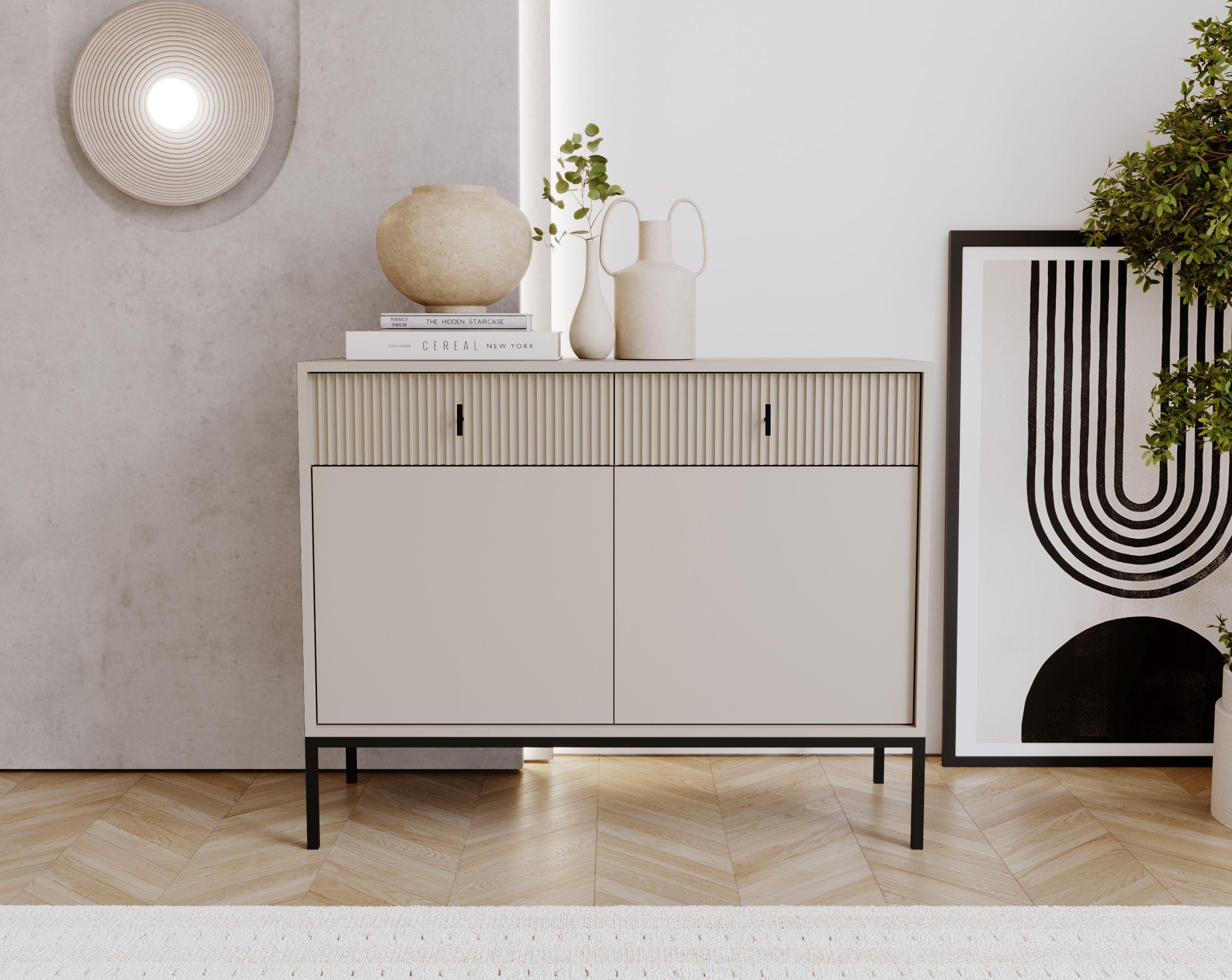 Komoda, farba kašmírová, š: 104,2 cm - kašmírová, Design, kompozitné drevo (104,2/82,6/39cm) - P & B