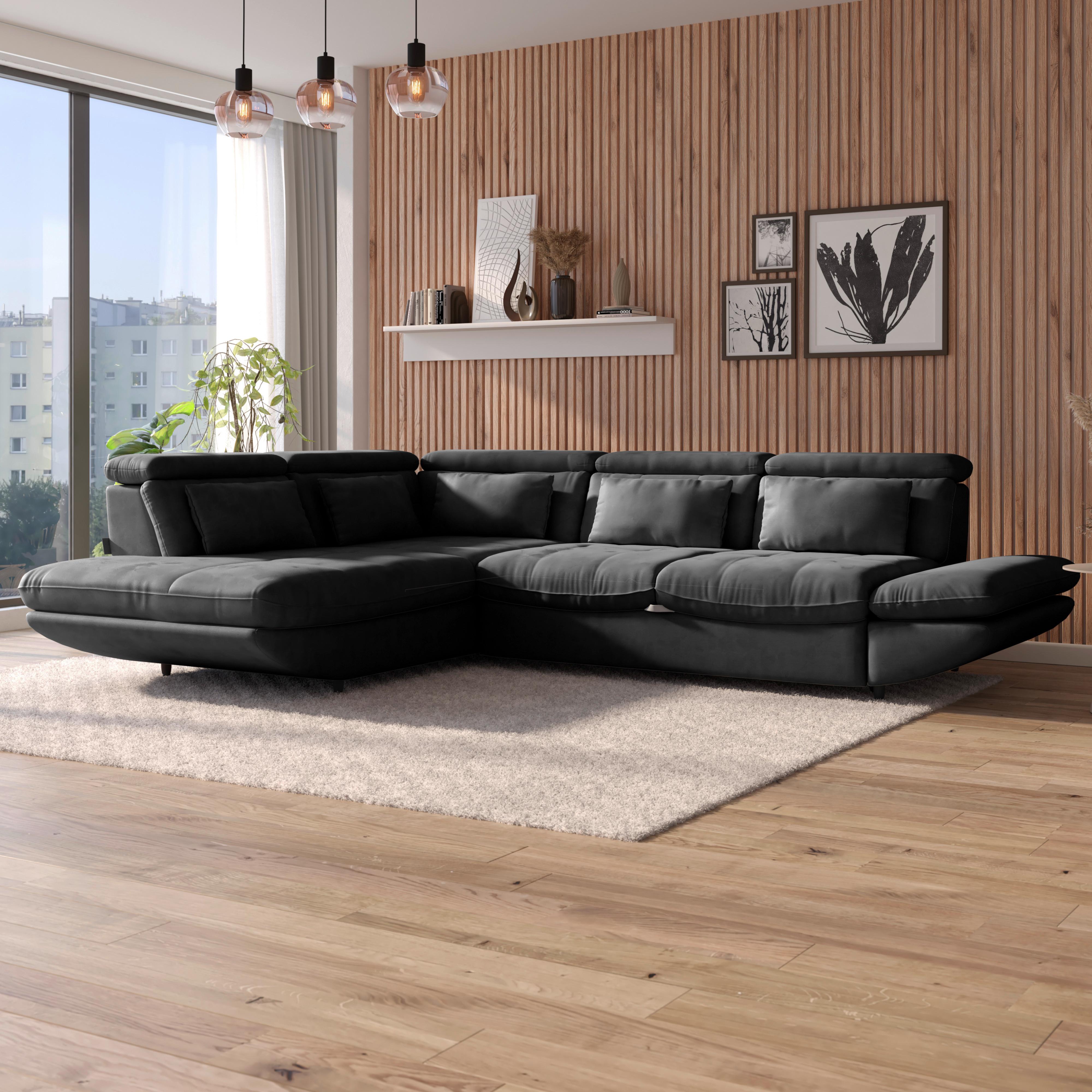 Wohnlandschaft Park - Anthrazit/Schwarz, MODERN, Textil (311/233cm) - Luca Bessoni