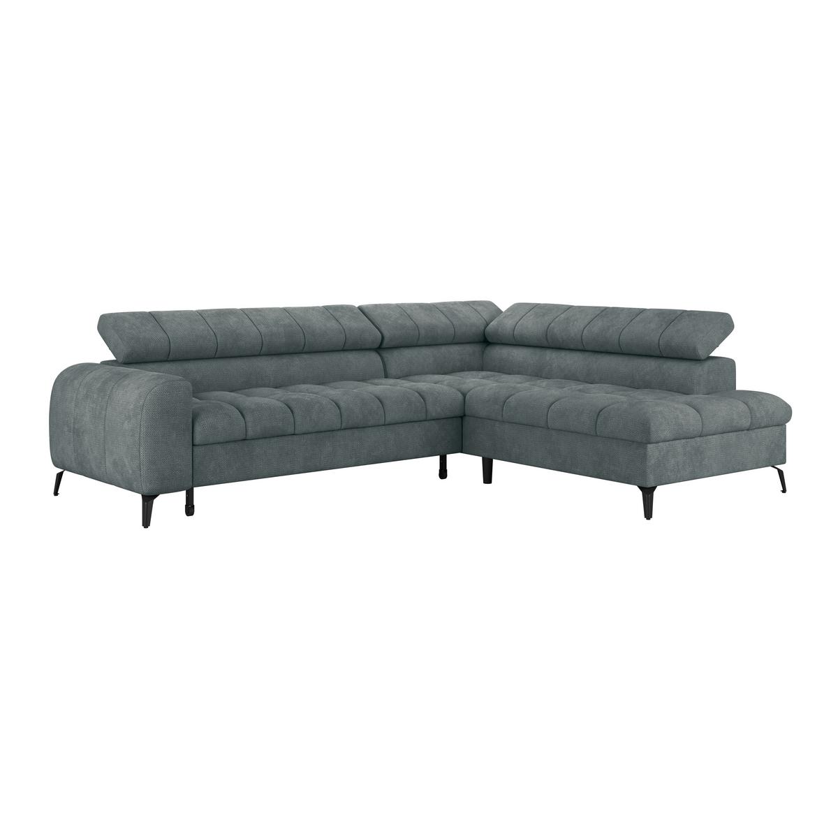 Ecksofa Volf Rechts New Grau, S: 261x203 cm - Schwarz/Grau, Trend, Kunststoff/Textil (261/203cm)