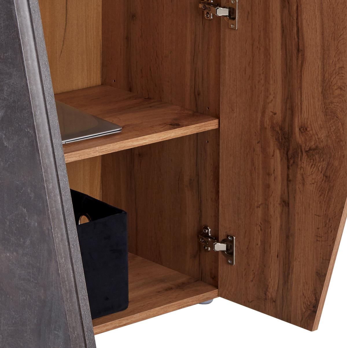 Highboard B: 77 Cm Venedig, Wotan Eiche Dekor/betonoptik - Eichefarben/Dunkelgrau, MODERN, Holzwerkstoff (77/134/37cm)