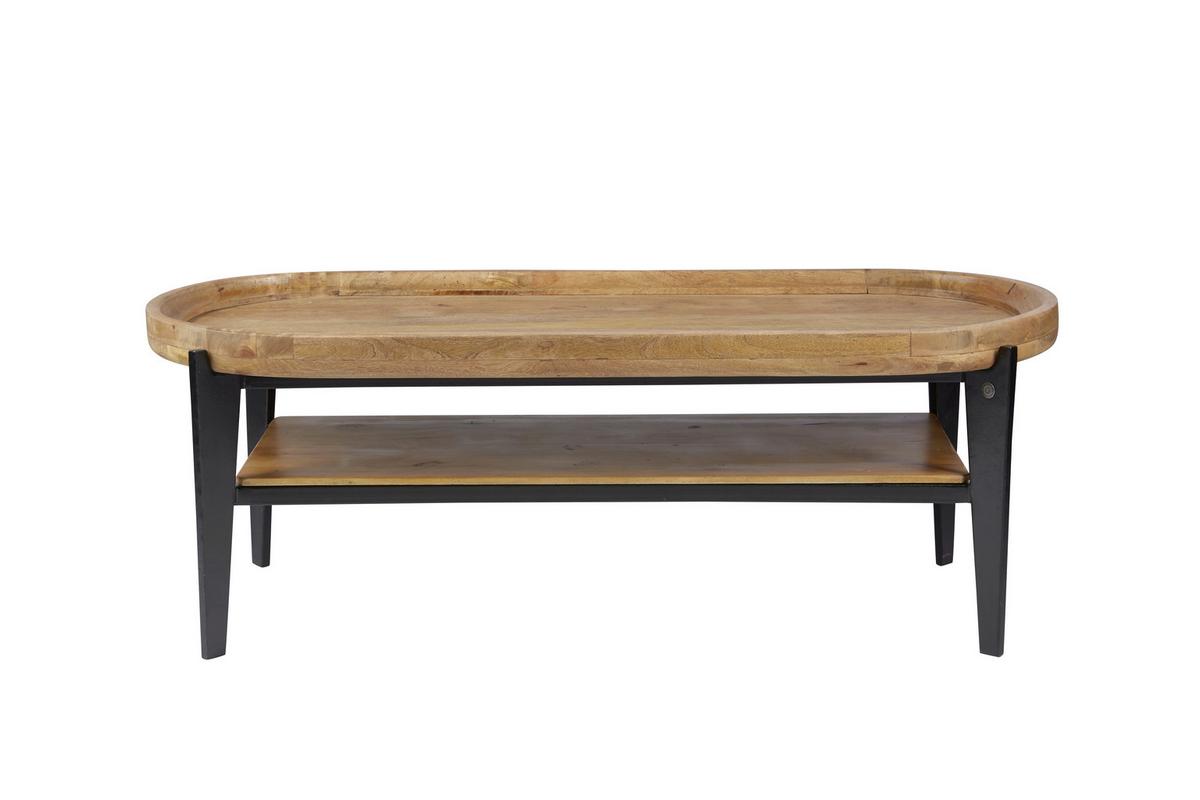 COUCHTISCH Mangoholz B: 120cm - Schwarz/Naturfarben, Design, Holz/Metall (120/50/40cm) - MID.YOU