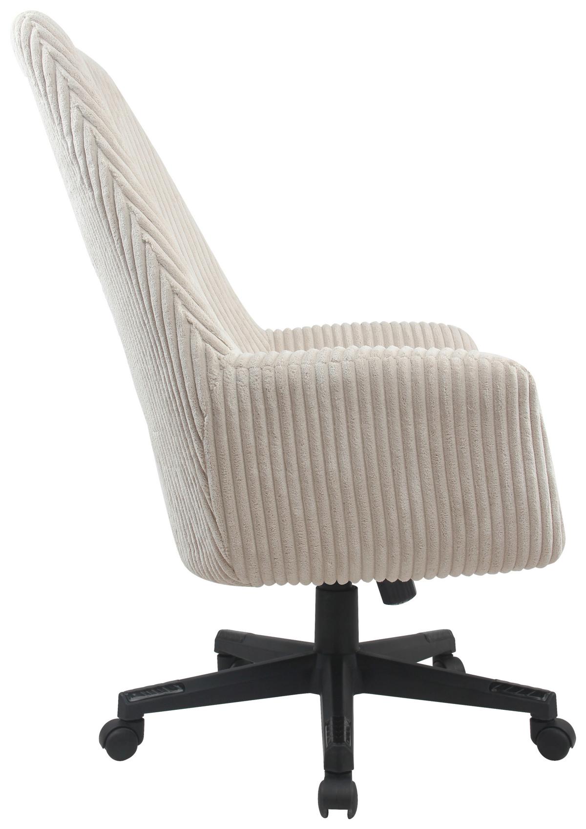 Drehstuhl Leone Mit Armstützen Kord Creme - Creme/Schwarz, MODERN, Kunststoff/Textil (66/137/68cm) - MID.YOU