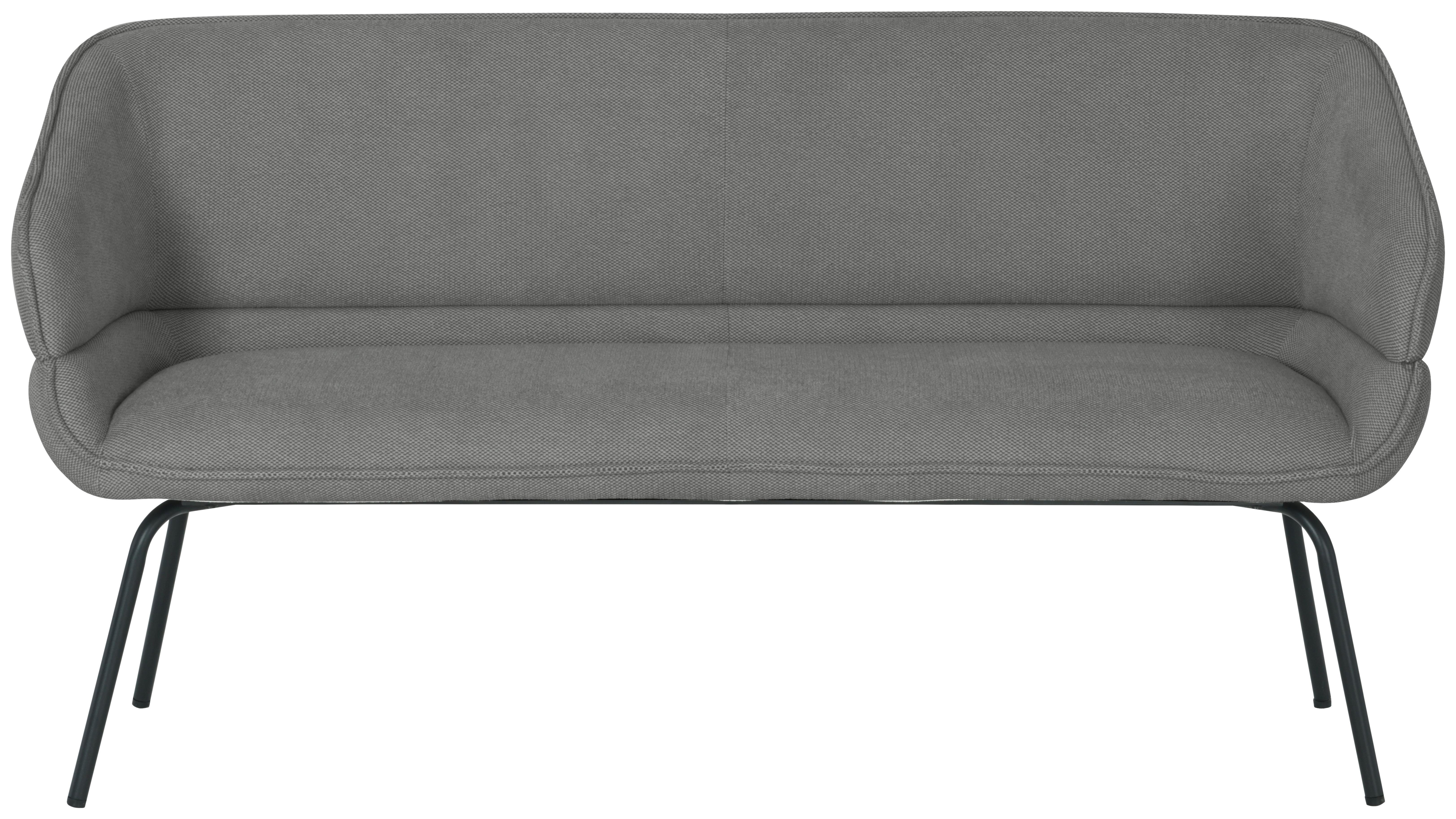 Sitzbank Serena Leinenoptik Grau, B: 160 cm - Schwarz/Grau, KONVENTIONELL, Holz/Textil (160/87/62cm)